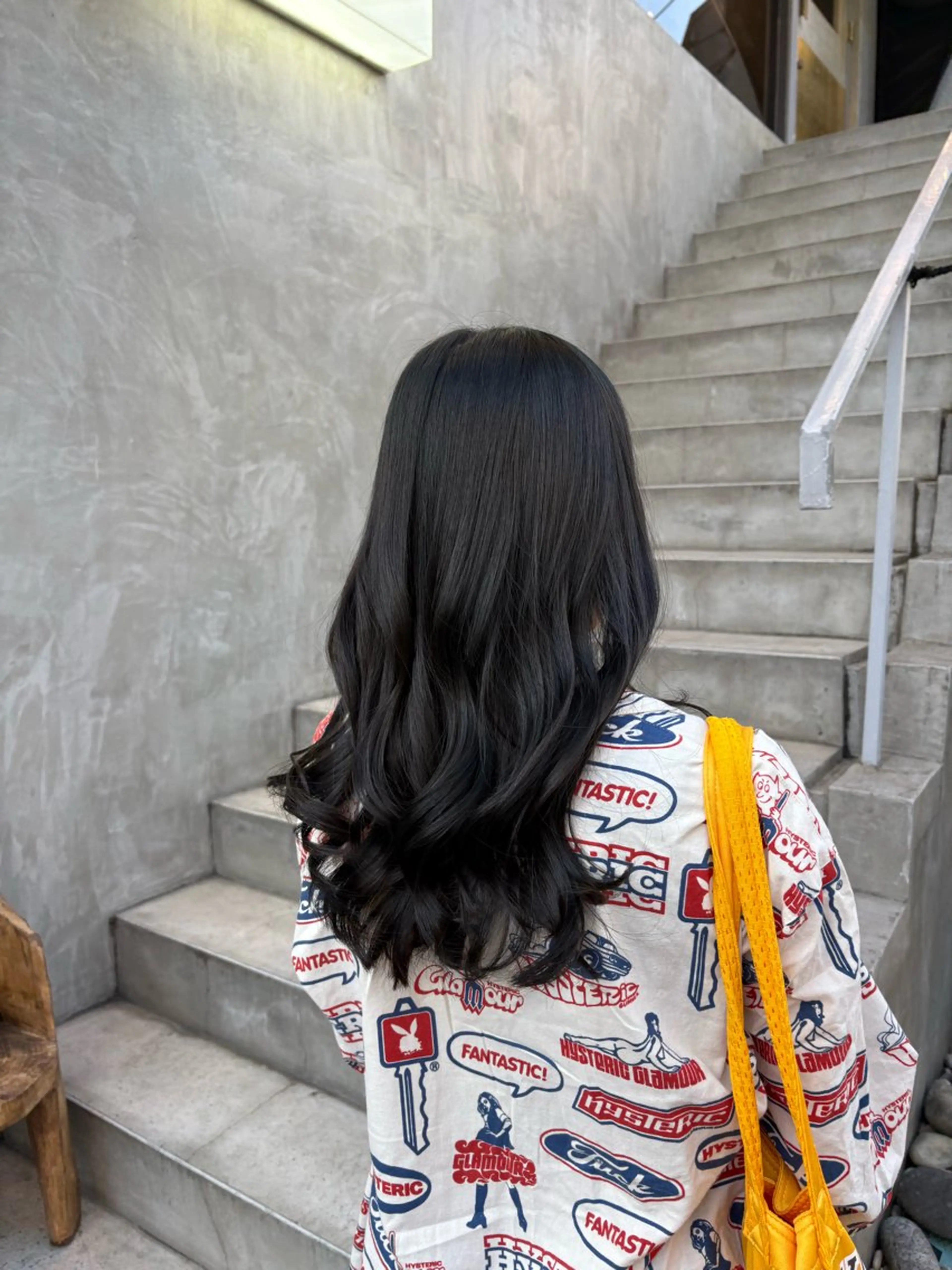 ロング カラー 黒髪 ブルーカラー ブルーブラック ヘアカラー トリートメント JuJu (orange)のマツエク・マツパデザイン