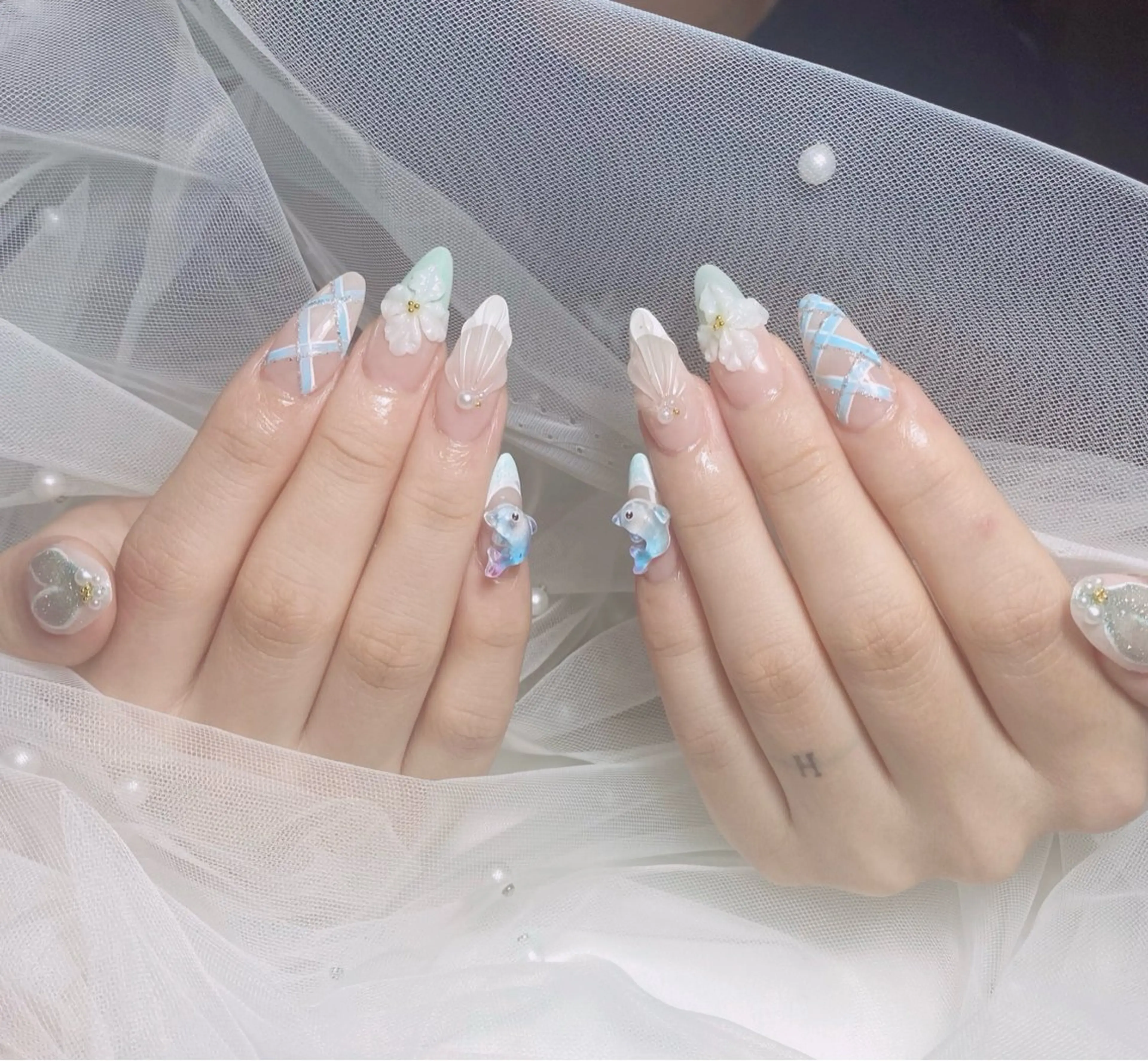 ネイル アートネイル 韓国ネイル 持ち込み ワンホンネイル ハンドネイル Lenie Shinjukuのネイルデザイン