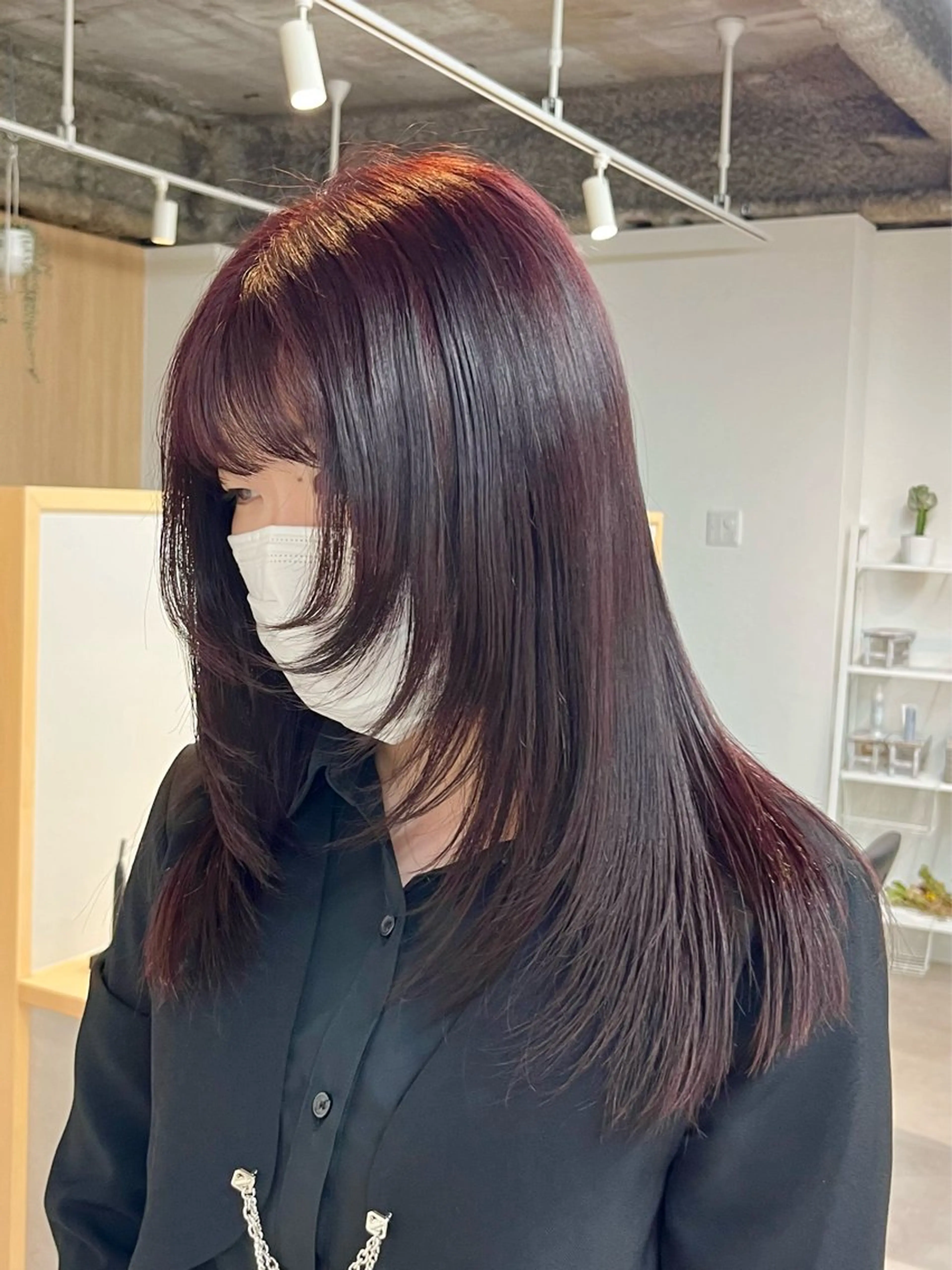 ロング カラー カシス ダブルカラー レイヤーカット 艶カラー/レイヤー/ ハイトーン/まなみのヘアスタイル