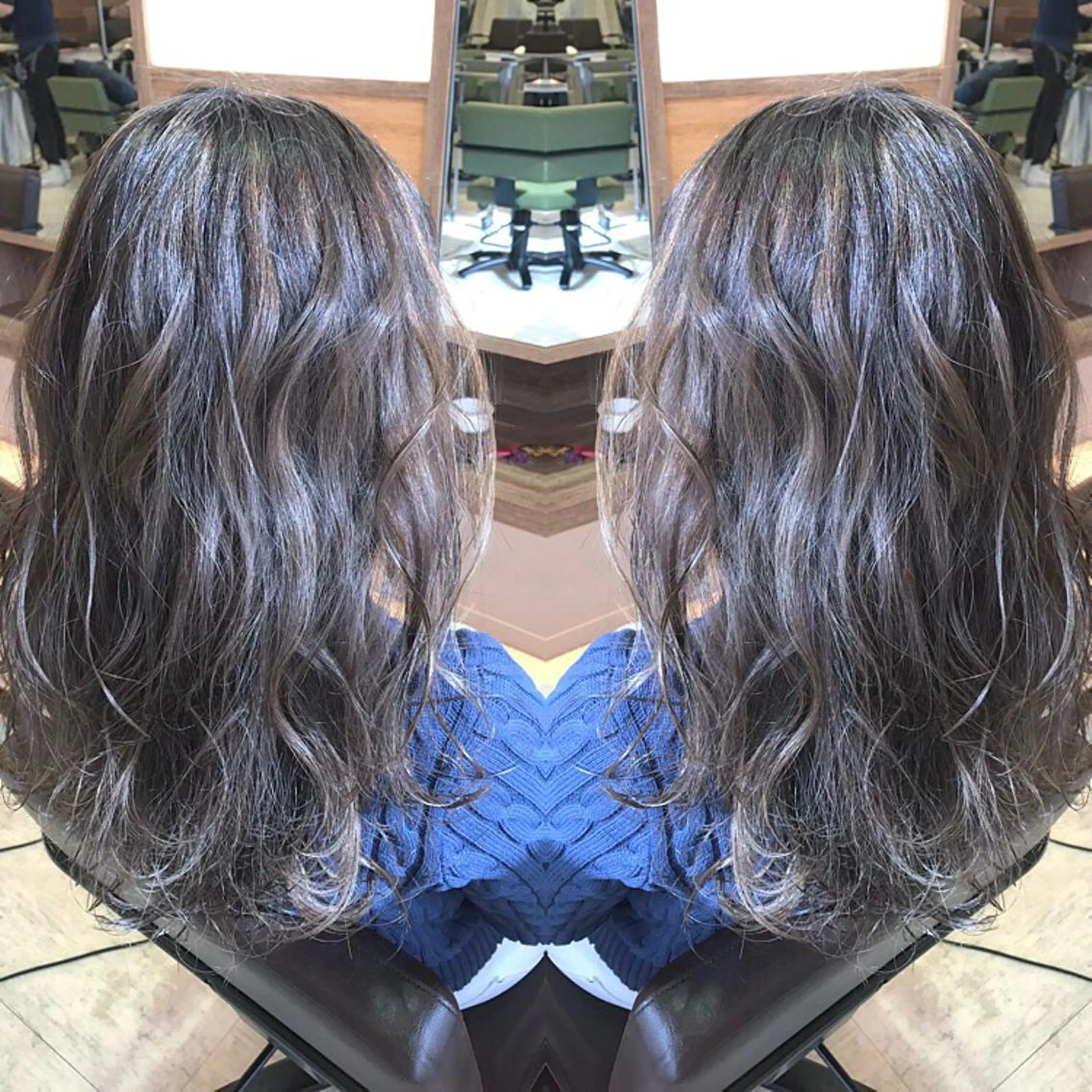 セミロング カラー グレージュ ハイライトカラー ハイライト 青木 茂樹⭐️ 透明感カラーのヘアスタイル