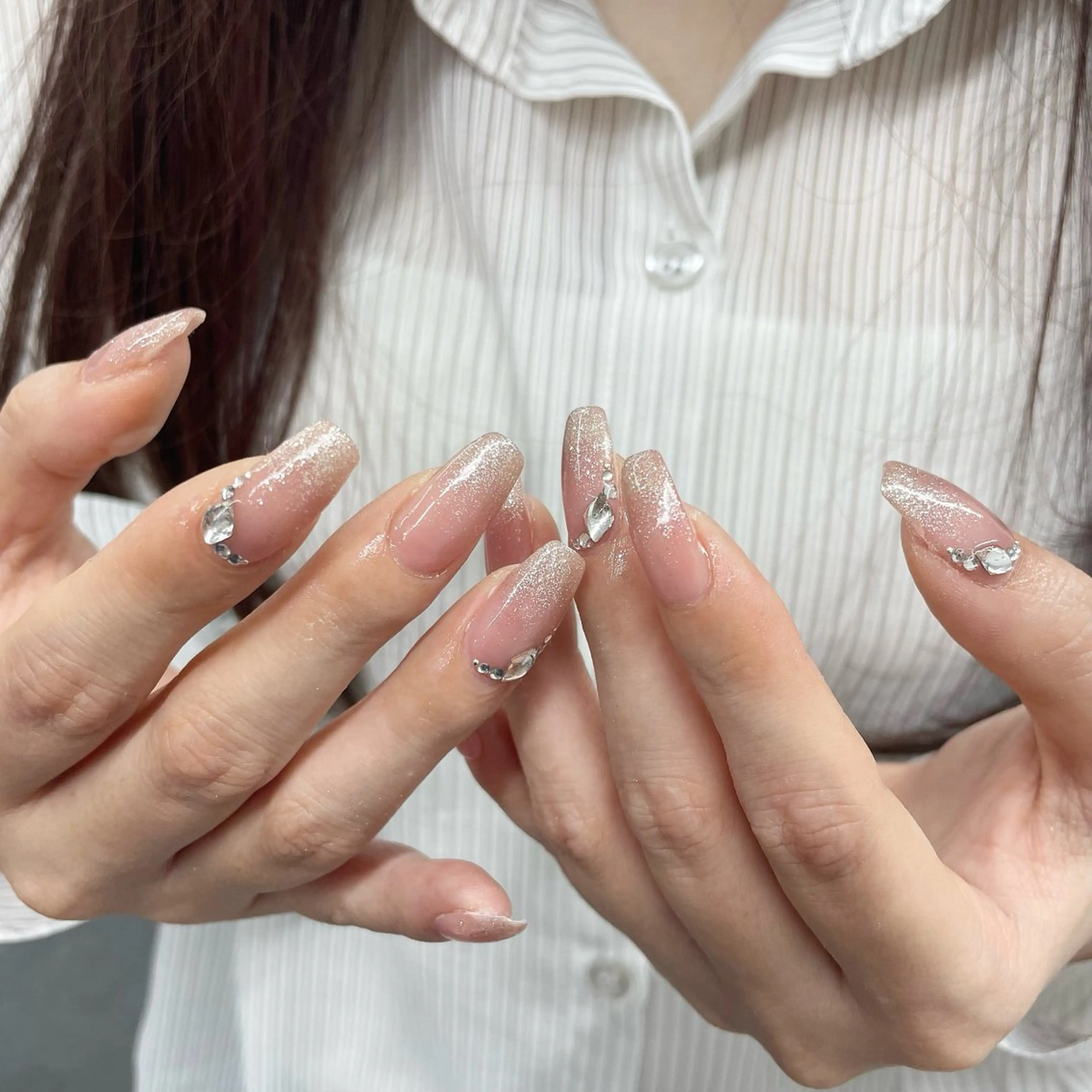 ネイル ラメ(グリッター) ラメグラデーション マグネットネイル ハンドネイル Bianca川越西口 KITAZAKI🫧のネイルデザイン