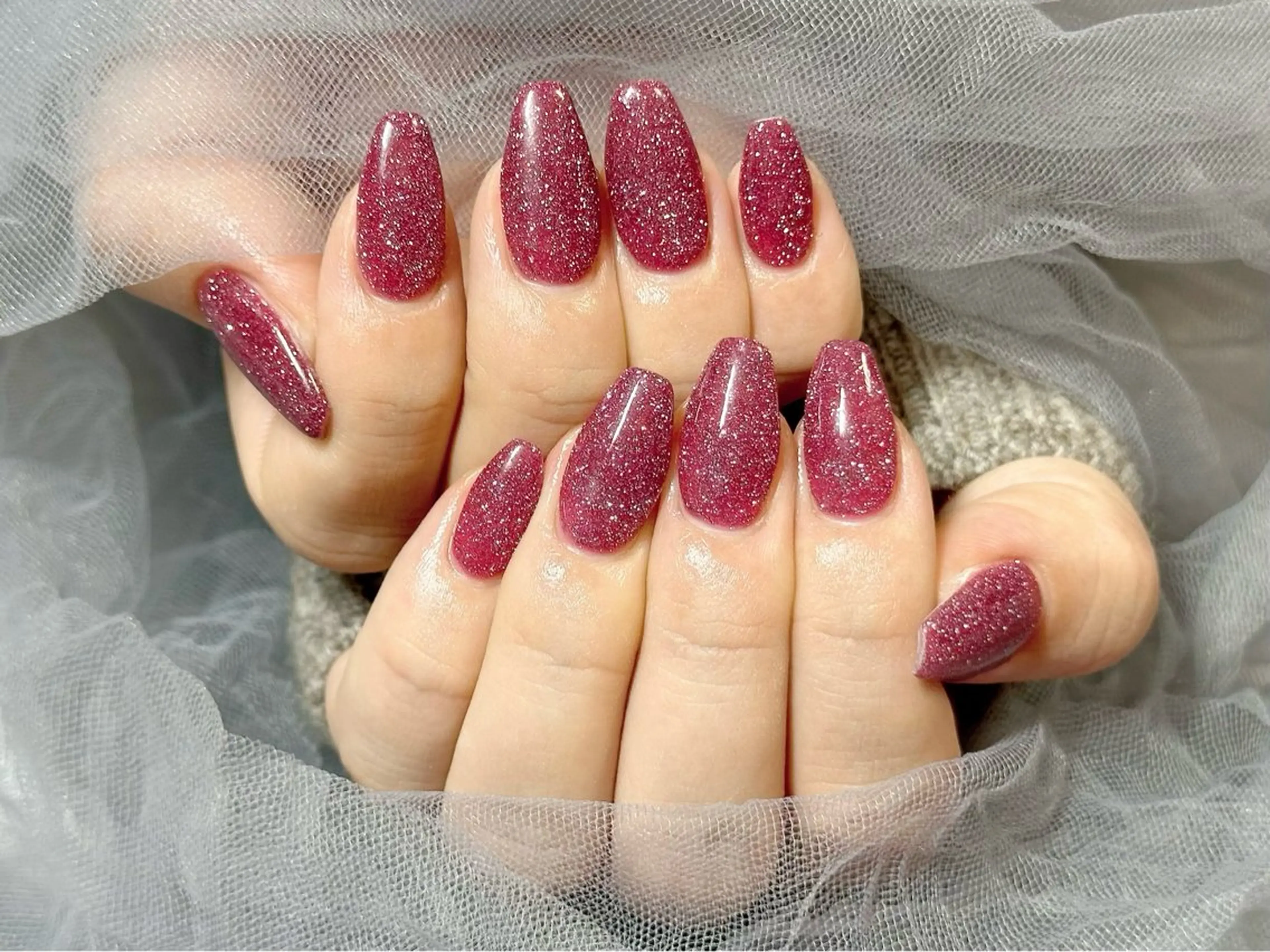 ネイル フラッシュネイル ラメ(グリッター) ピンク ハンドネイル Nail Salon KURELLYのネイルデザイン