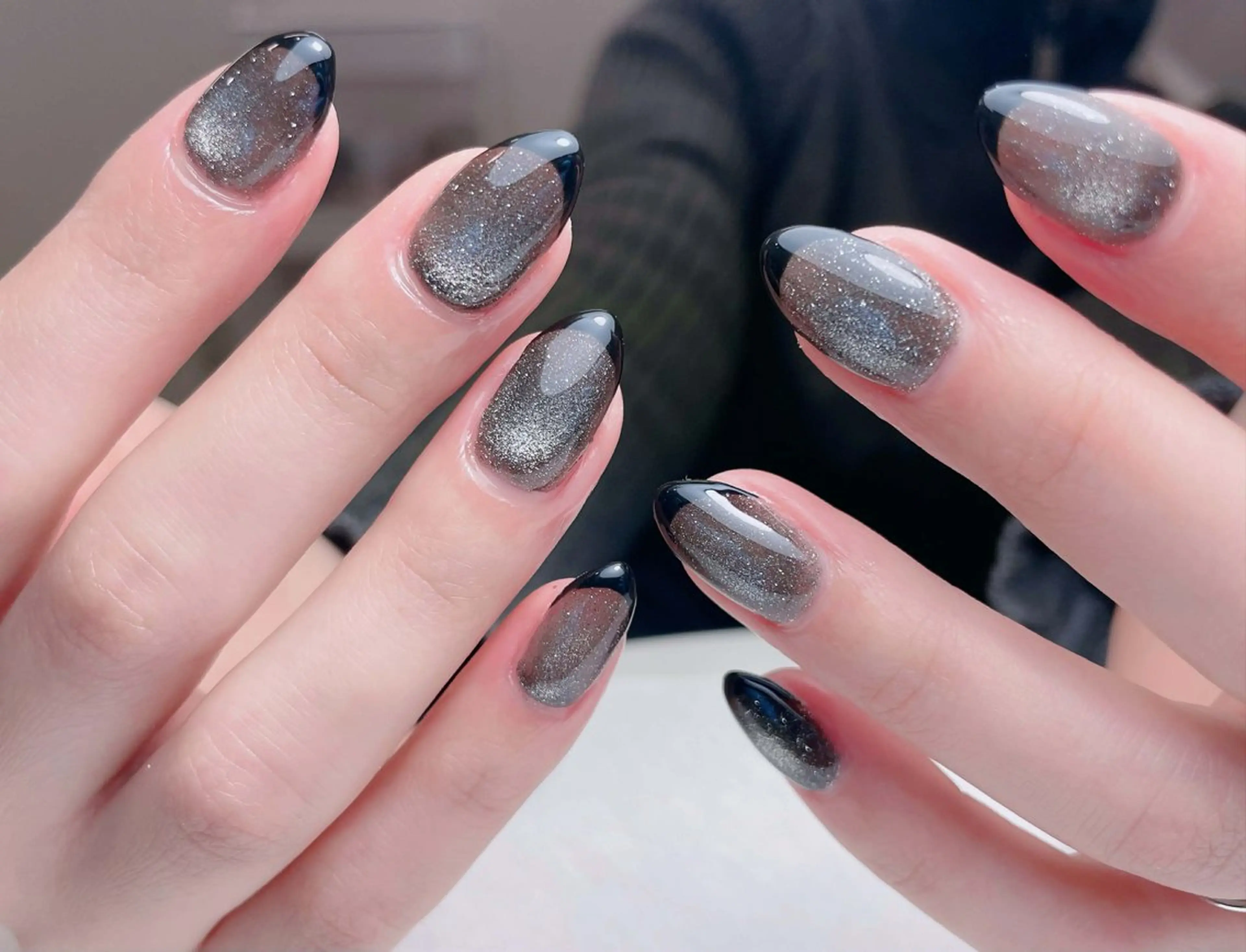 ネイル オーロラネイル フットネイル フレンチネイル ジェルネイル ガラスフレンチ ハンドネイル 中野駅から2分 MEO NAILのネイルデザイン