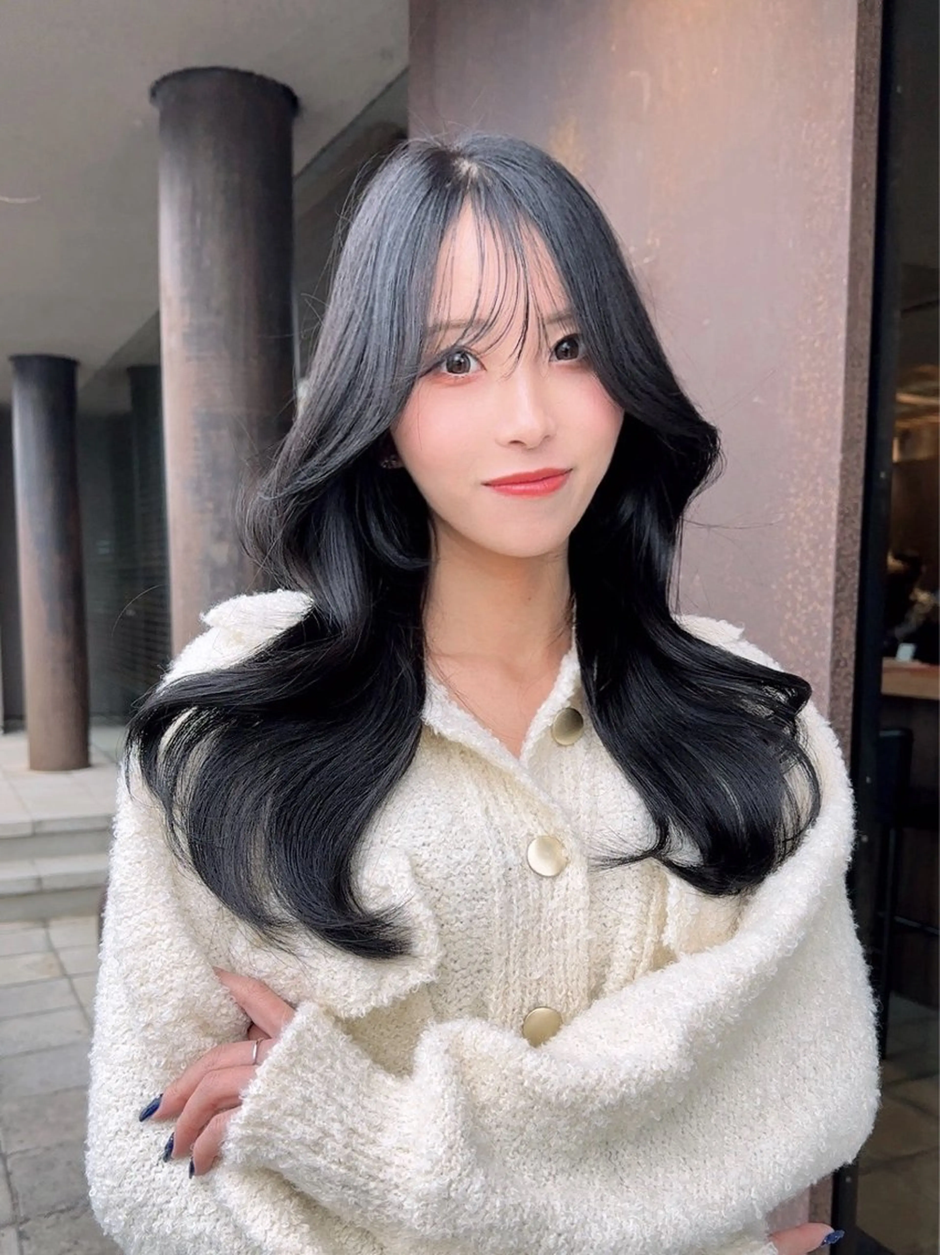 ロング カラー 黒髪 くびれヘア 韓国風ヘア カット ヘアカラー トリートメント 韓国ヘア/レイヤー /大嶽佑馬のヘアスタイル