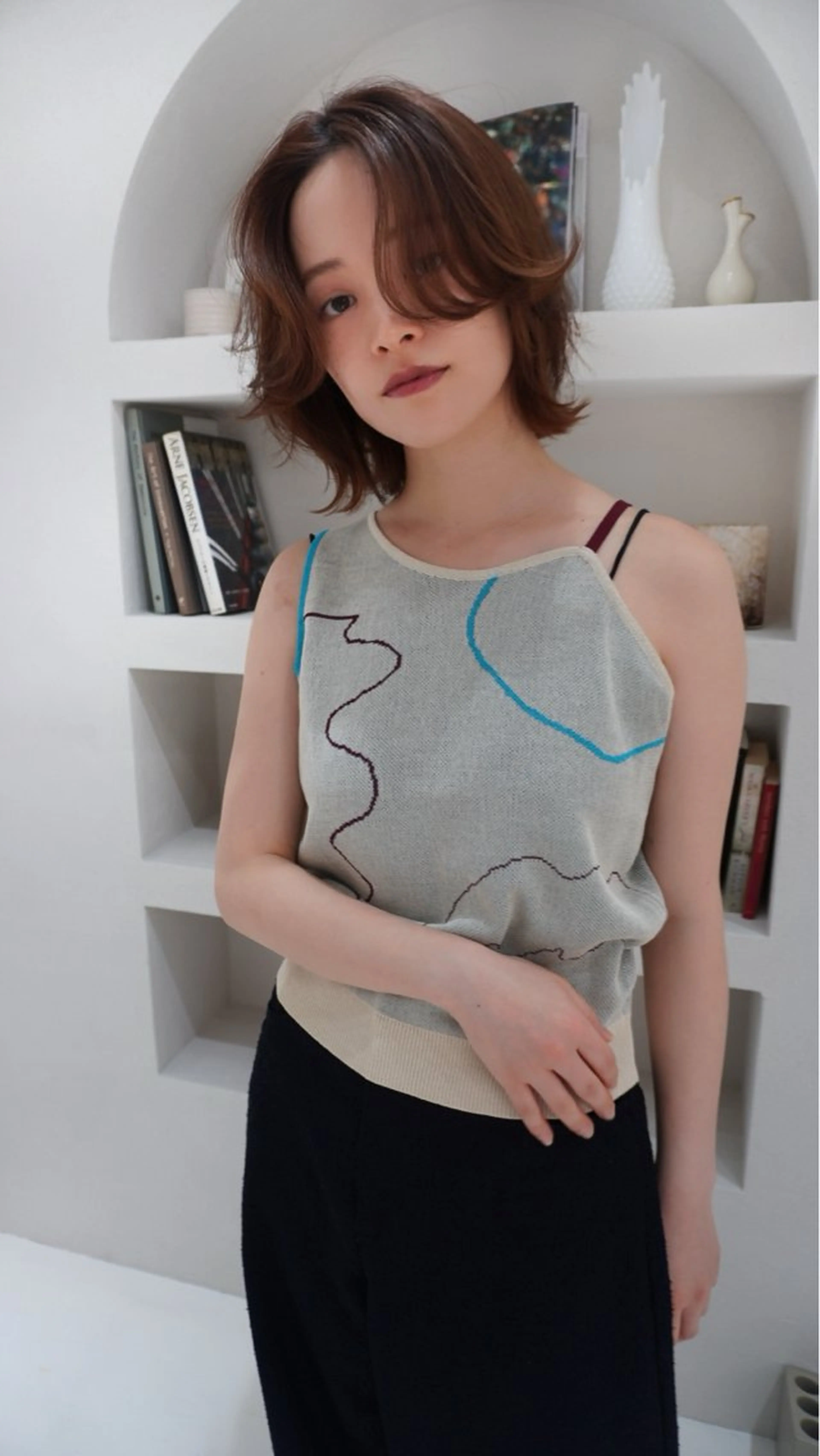 ショート カラー ボブレイヤー ブラウンカラー ボブ レイヤーカット AYUMI ボブ/ミディアムのヘアスタイル