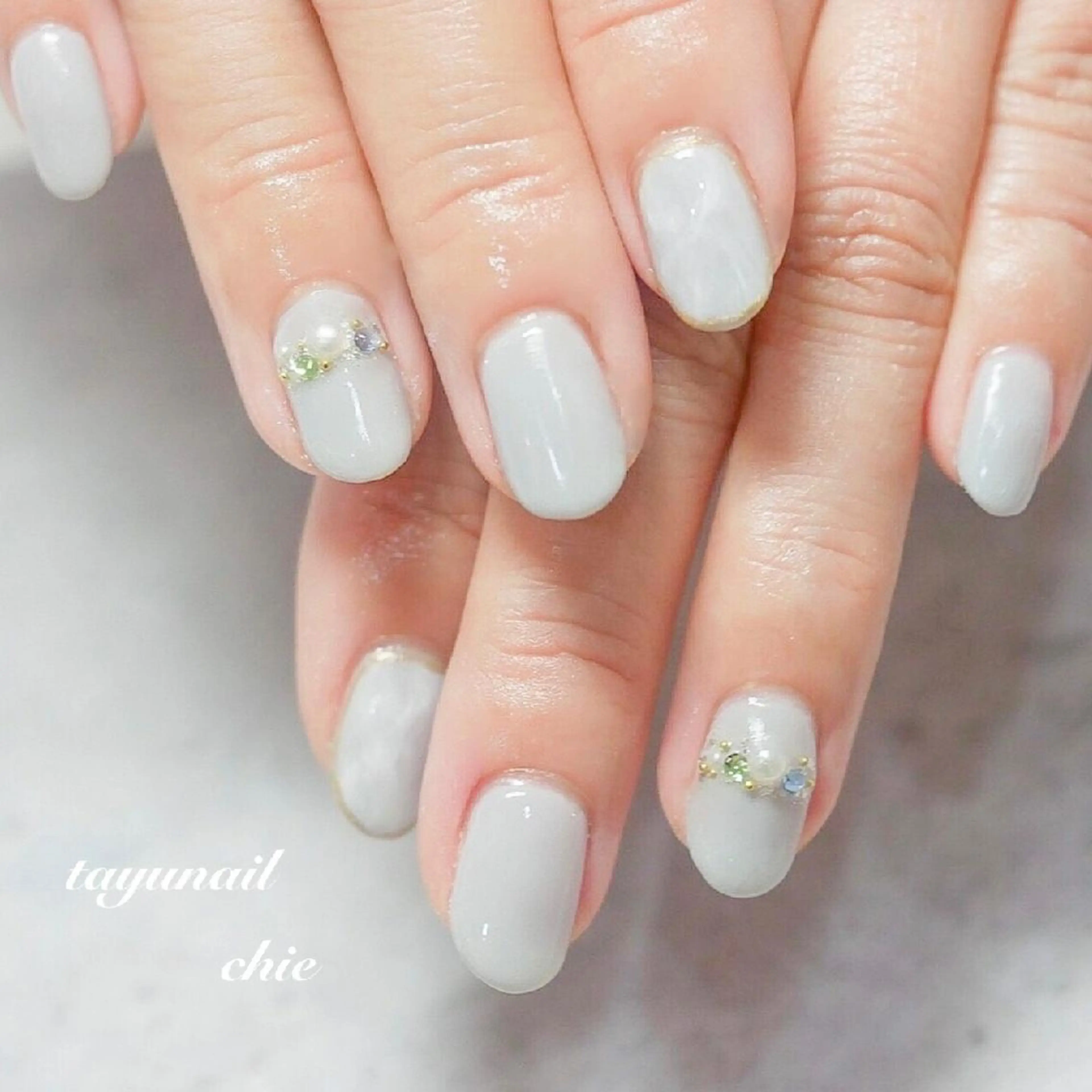 ネイル ブルー ジェルネイル キラキラネイル 大理石ネイル(マーブル) パラジェル ネイルサロン 【たゆnail】のネイルデザイン