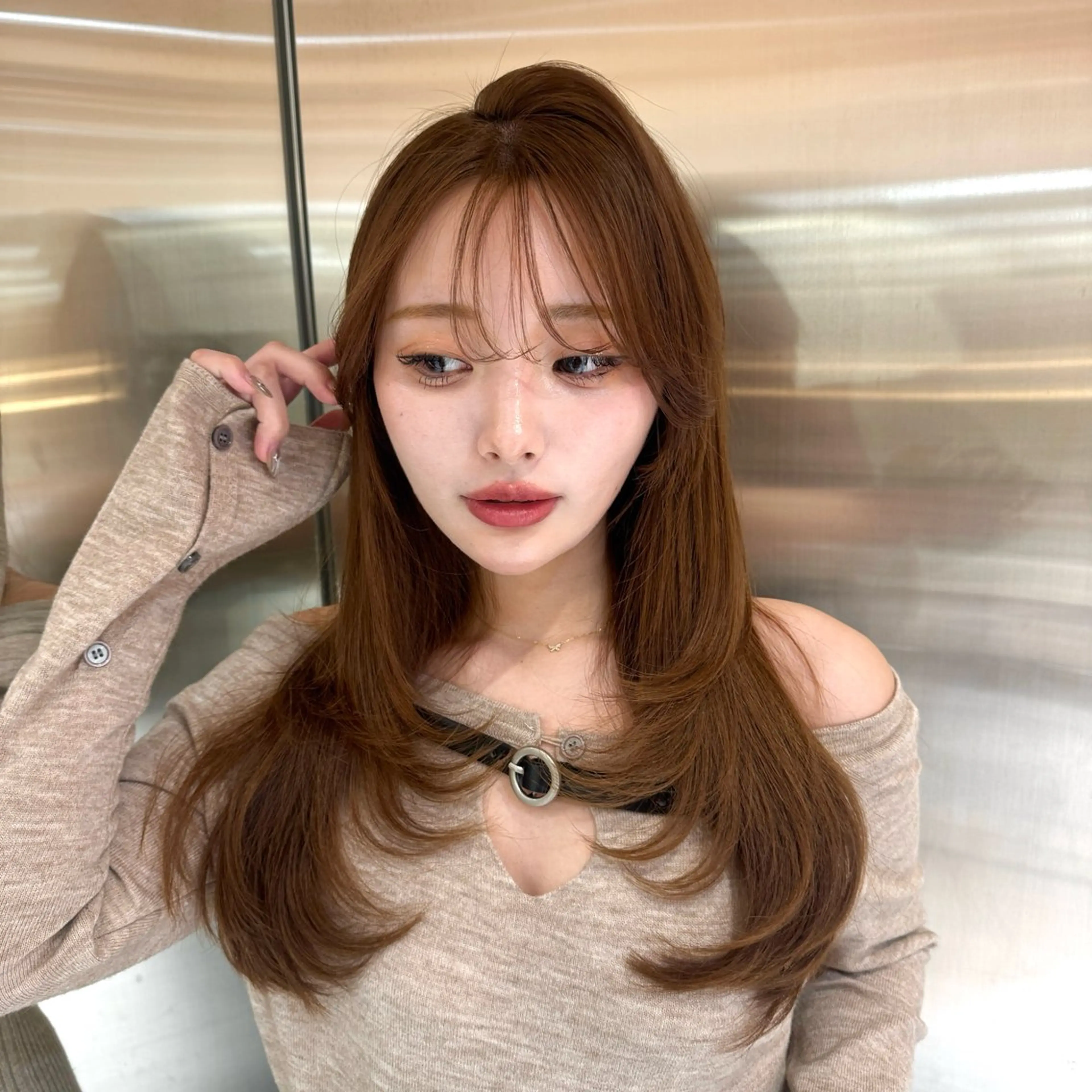 ロング 韓国風ヘア レイヤーカット カット トリートメント 🎀しゅな/韓国 レイヤー/透明感♡のヘアスタイル