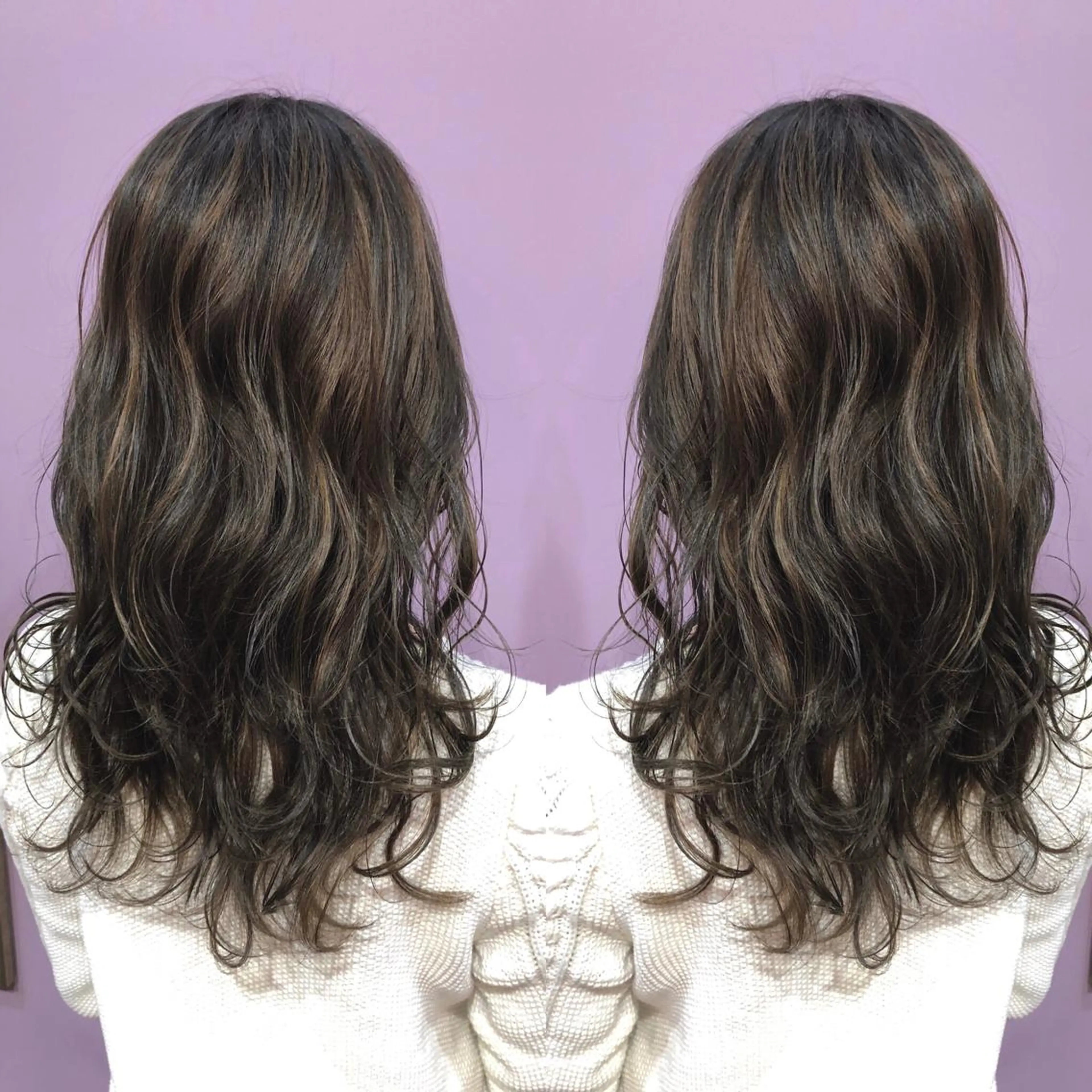 ロング カラー パーマ ブリーチ デザインカラー ハイライトカラー ブリーチなしカラー 外国人風カラー 細川 亮のヘアスタイル