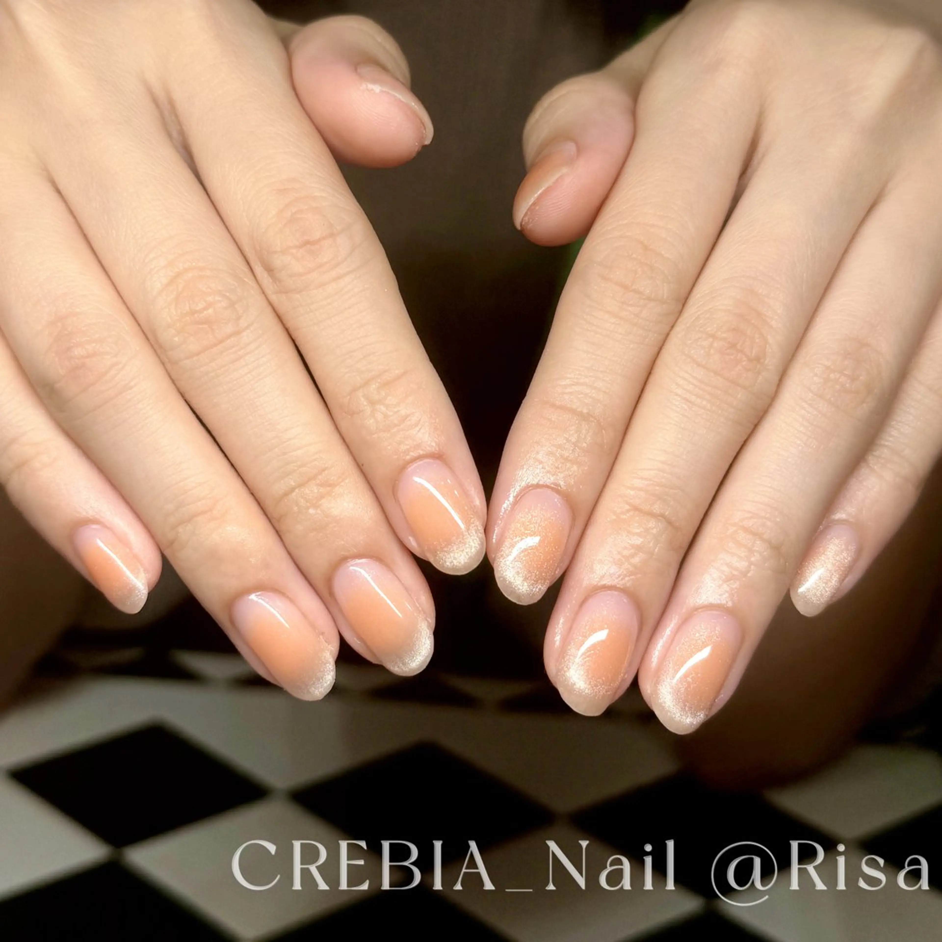 ネイル チークネイル マグネットネイル オレンジ ハンドネイル CREBIA beaute ネイル部所属・CREBIA Nailのネイルデザイン