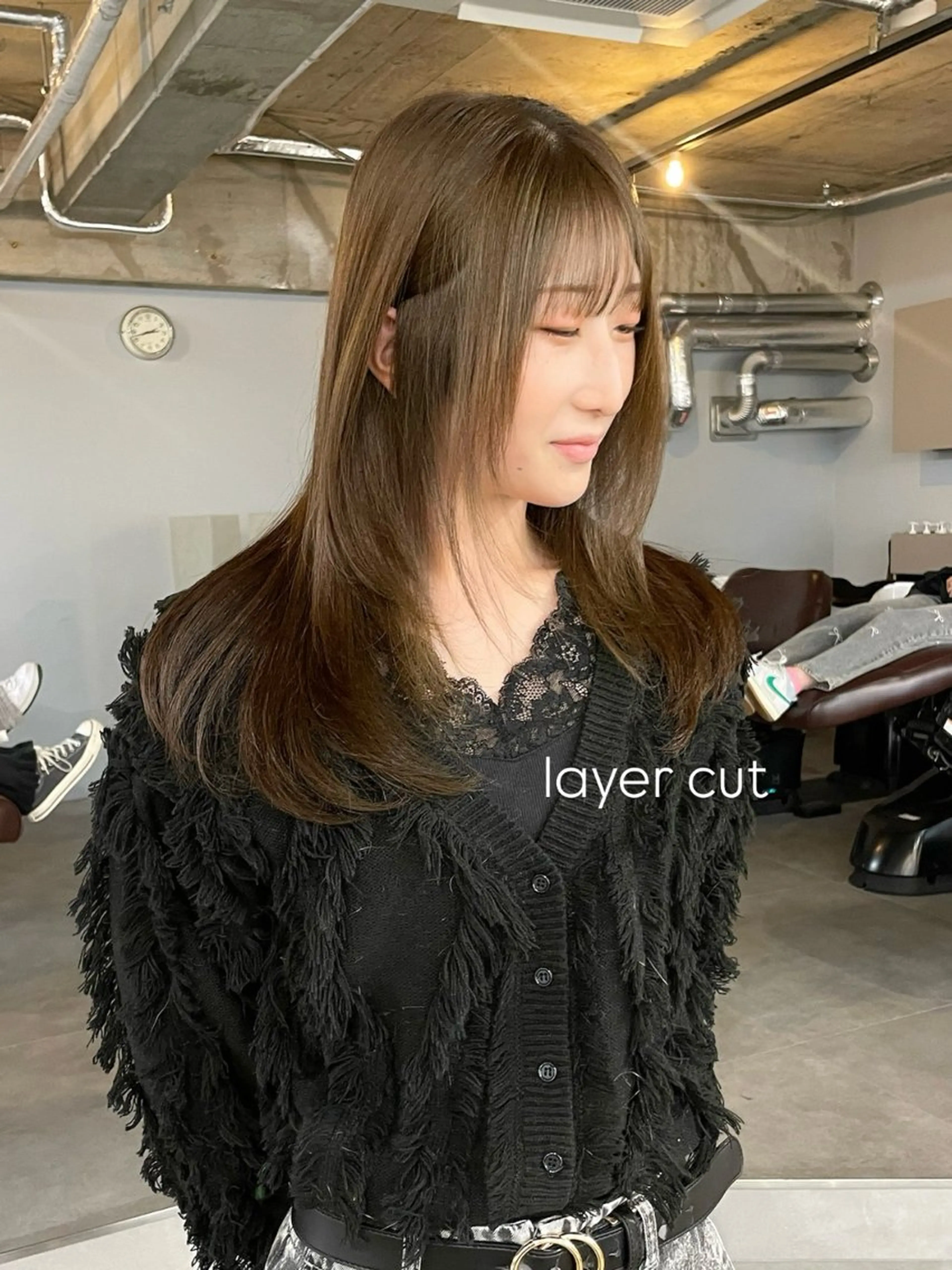 セミロング カラー パーマ 透明感カラー レイヤーカット 縮毛矯正 ミズタ マイのヘアスタイル