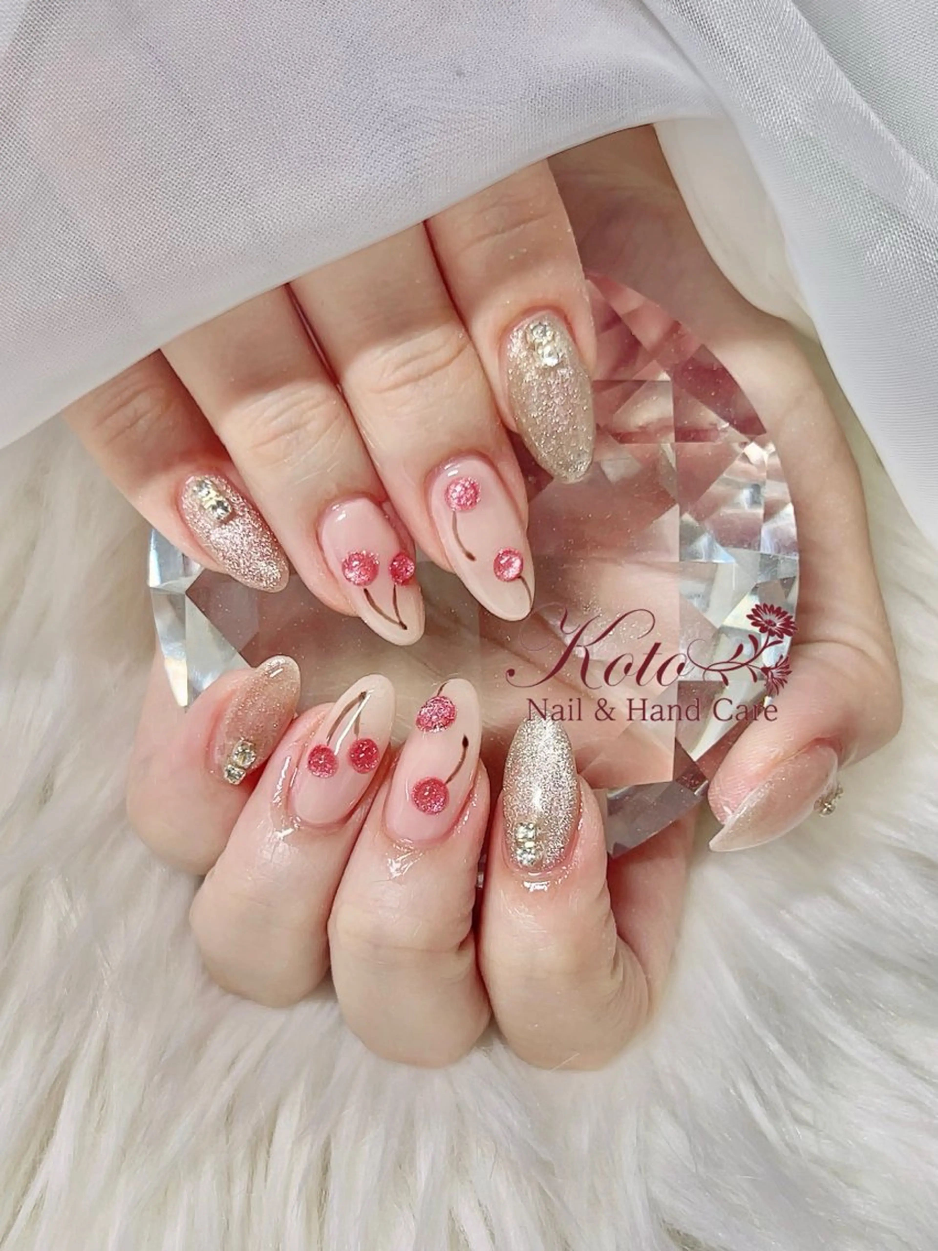 ネイル 長さ出し ジェルネイル 持ち込み ニュアンスネイル 赤色 ハンドネイル Nail Salon KOTOのネイルデザイン