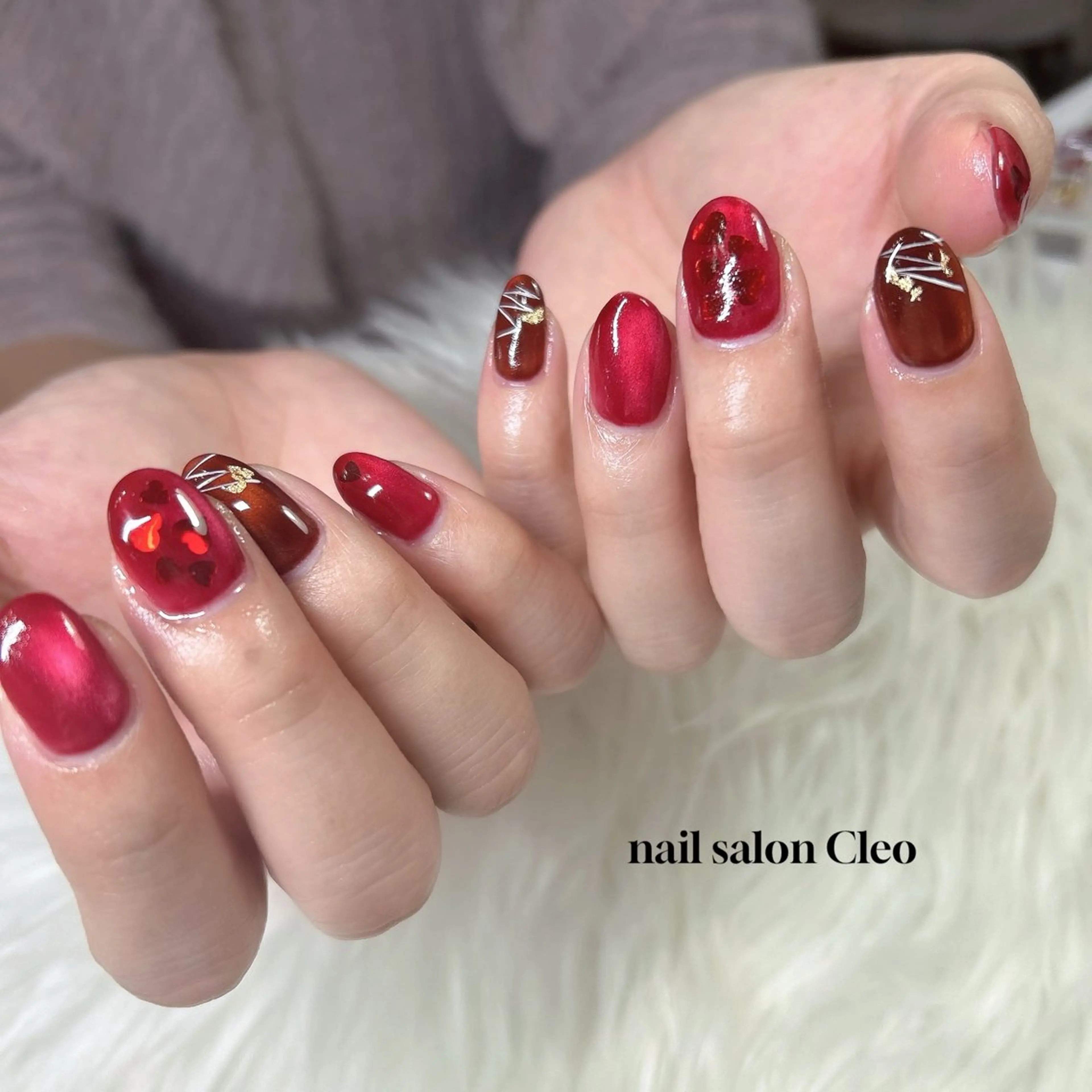 ネイル バレンタイン ホワイト Cleo クレオのネイルデザイン