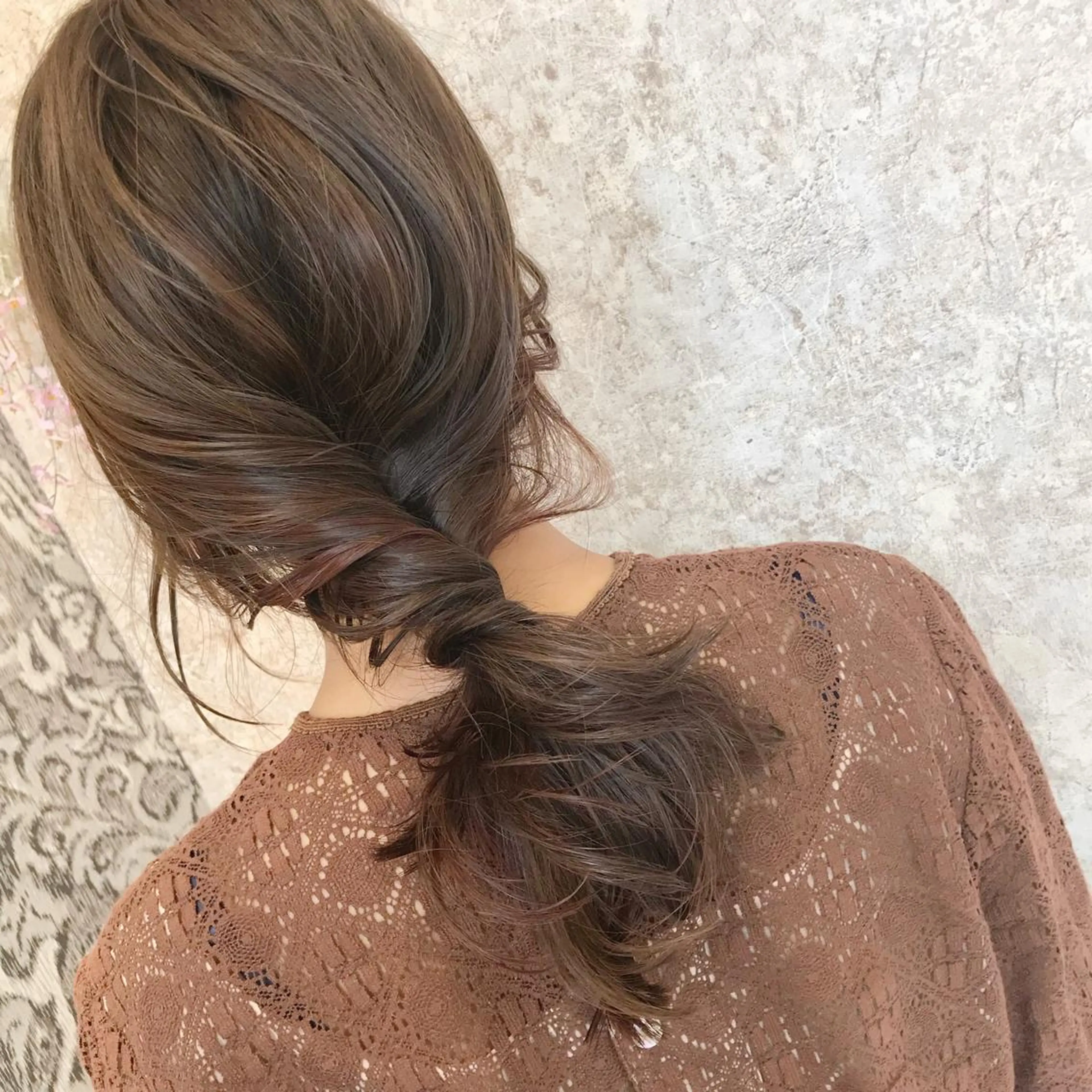 ロング カラー インナーカラー ピンクカラー HARUNA/ミセス 大人ショートヘアのヘアスタイル