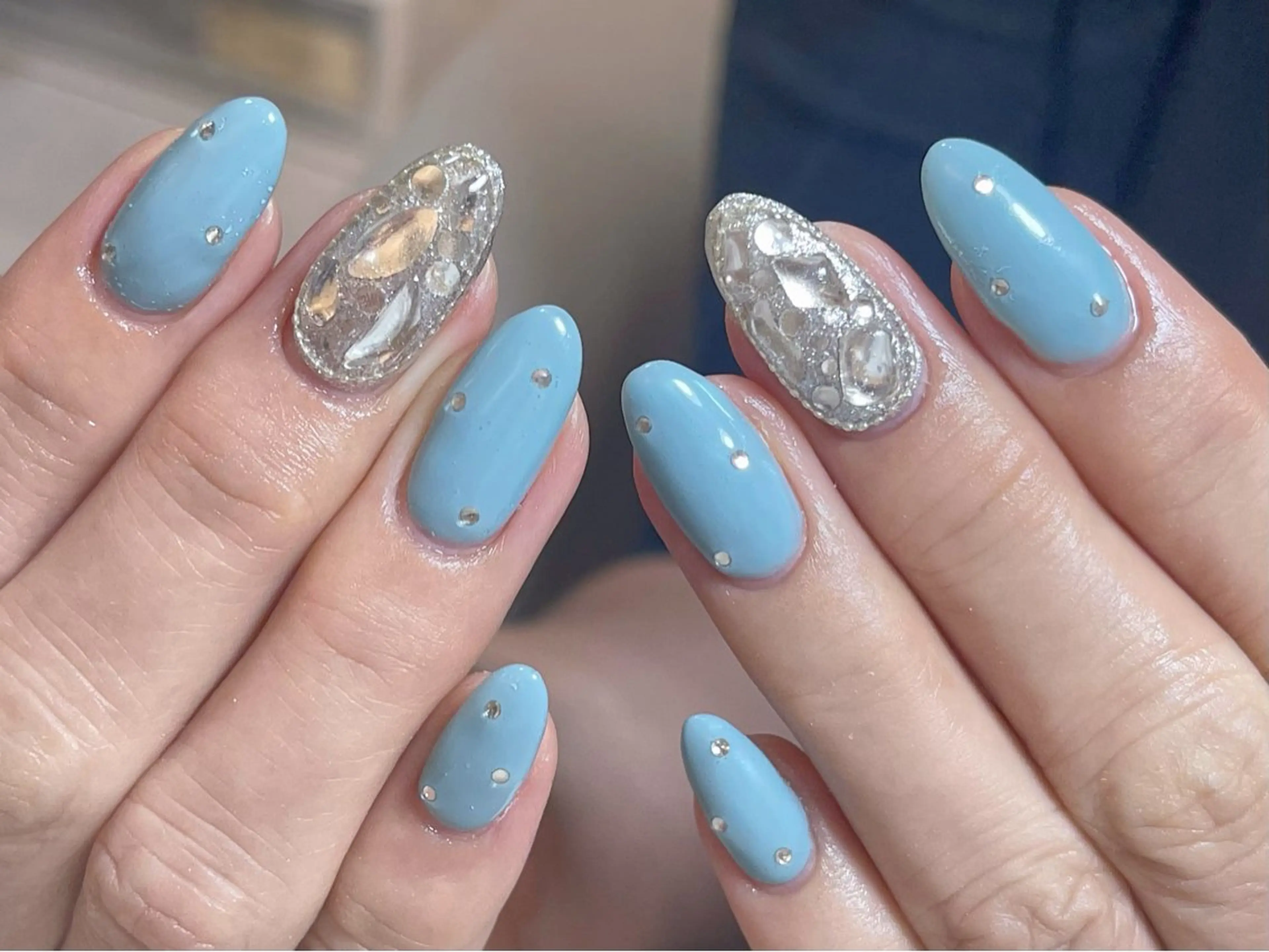 ネイル フレンチネイル ガーリー ガラスフレンチ 韓国ネイル ロングネイル ハンドネイル Venus nail チップ長さだし専門店のネイルデザイン