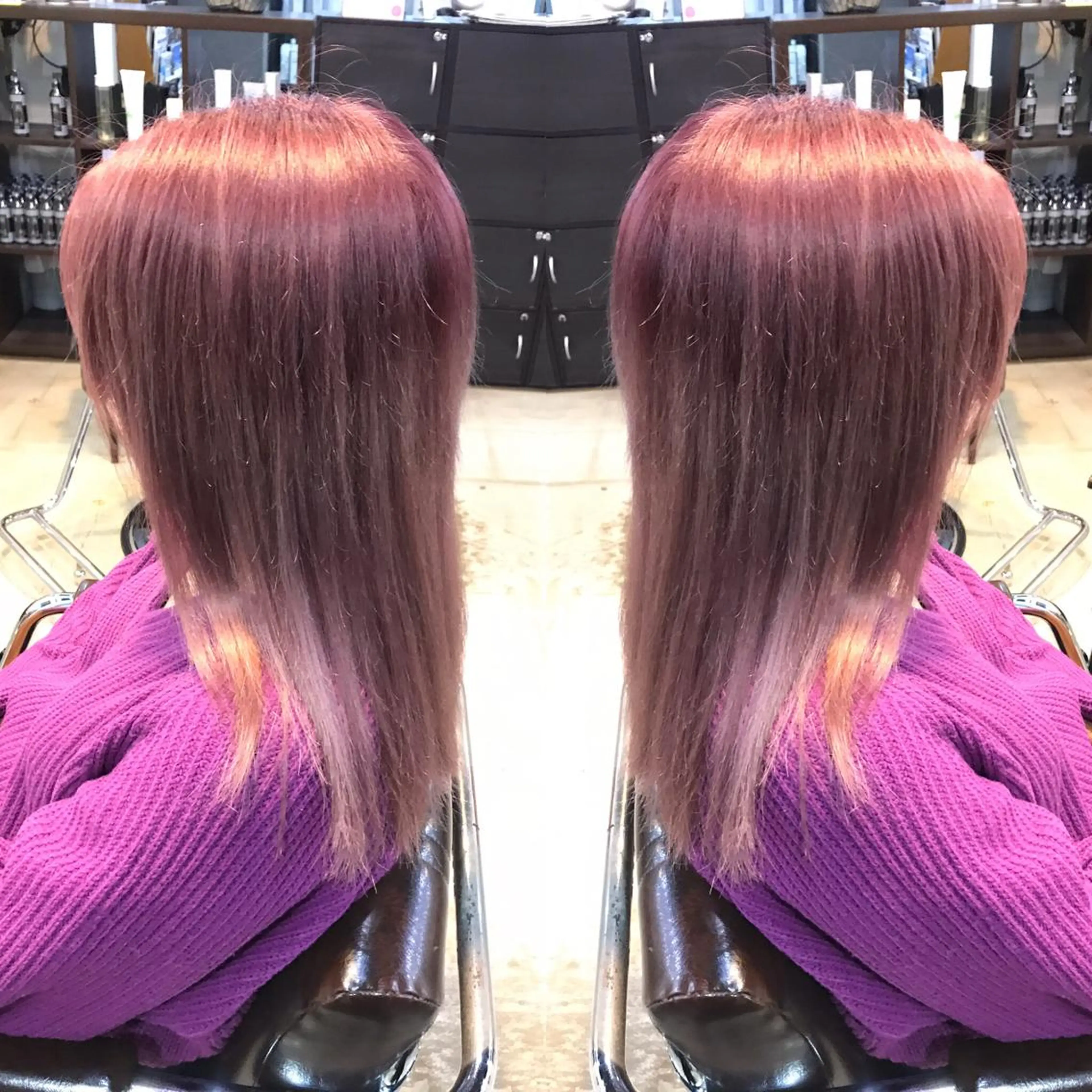 カラー ピンクカラー ヘアカラー ヘッドスパ 正分 真美のヘアスタイル