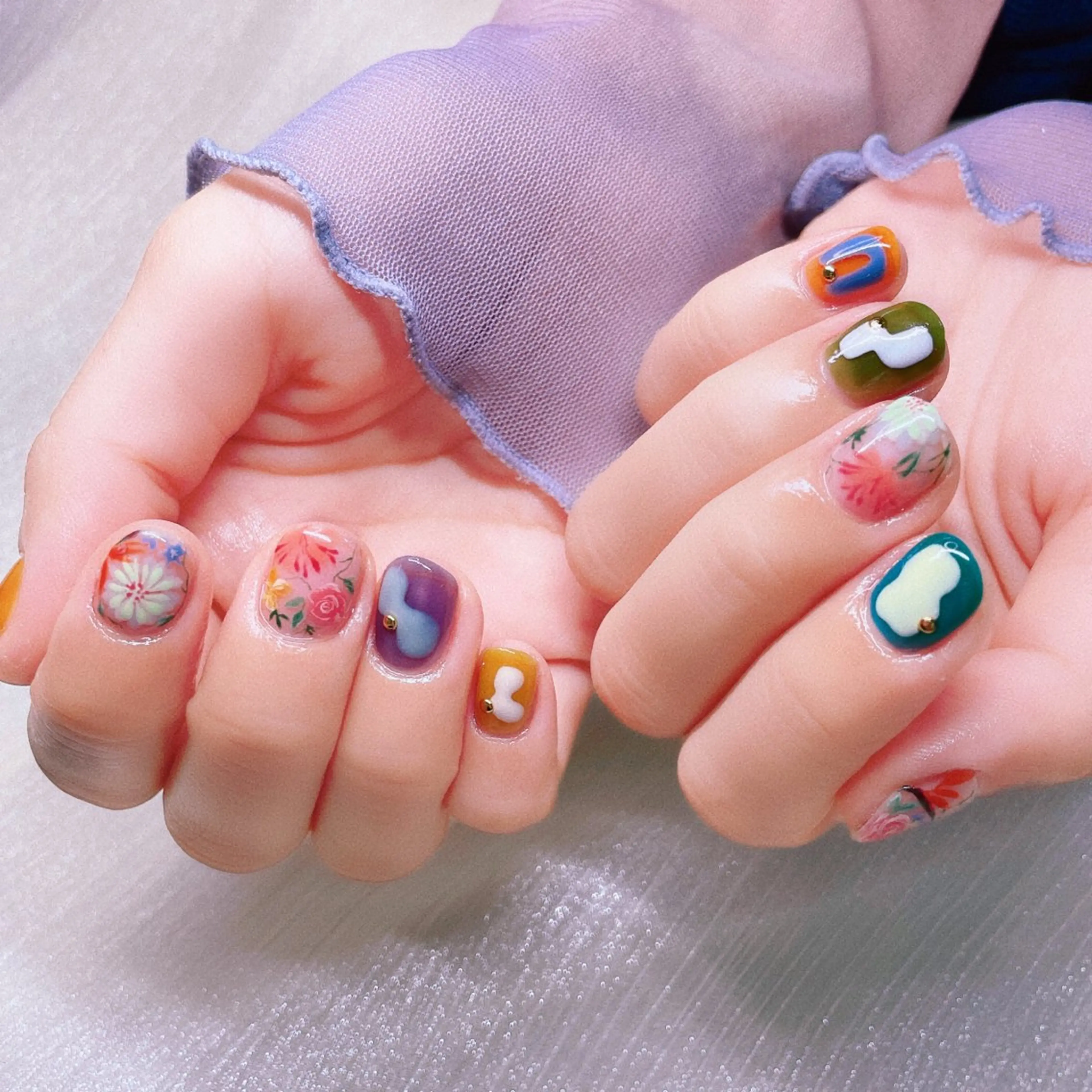 ネイル アートネイル 長さ出し ハンドネイル Nailist suzuのネイルデザイン