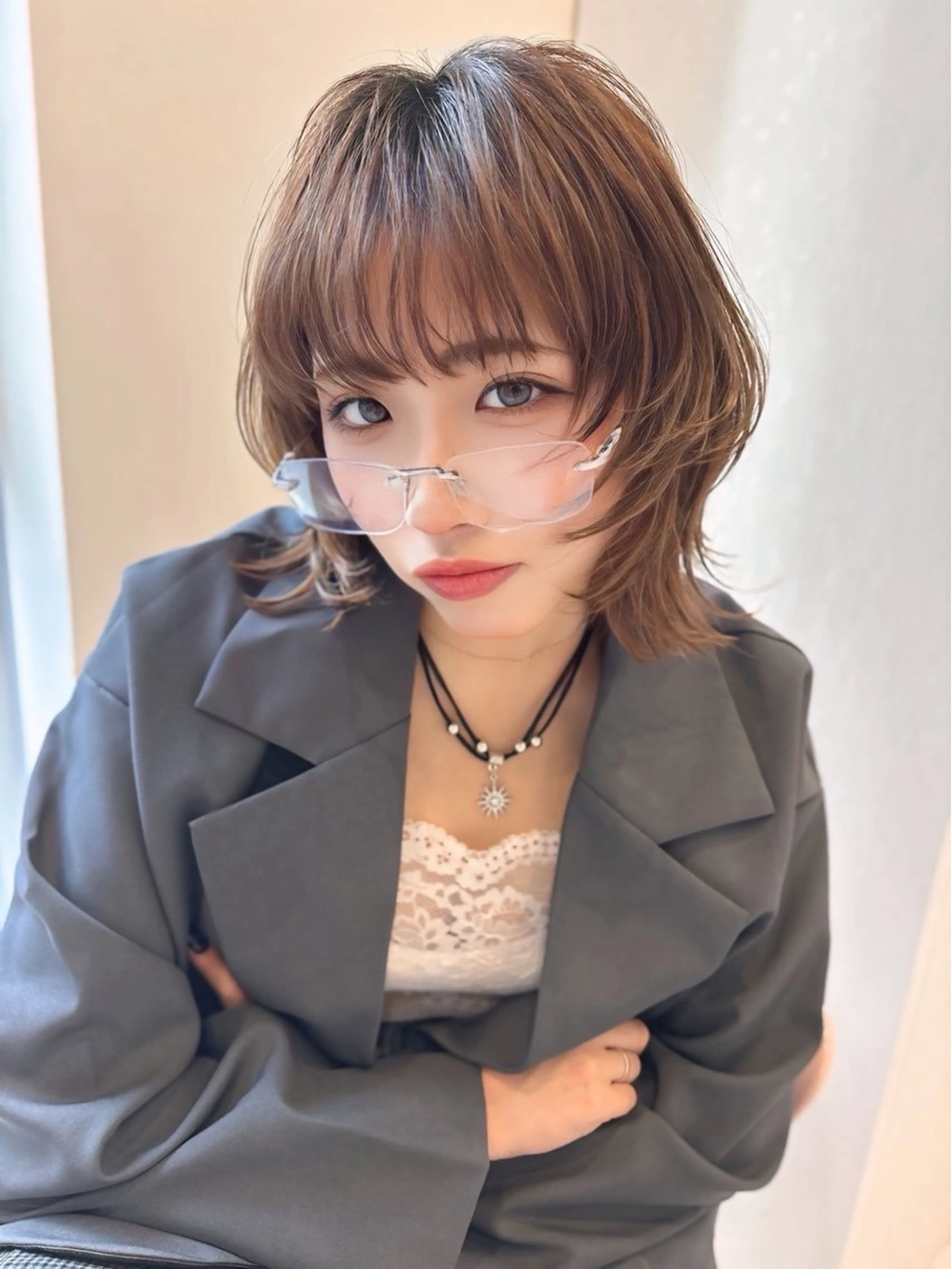 ショート カラー ボブレイヤー ボブ レイヤーカット ウルフカット カット ヘアカラー SAYAKA 🍒／ボブ／暖色のヘアスタイル