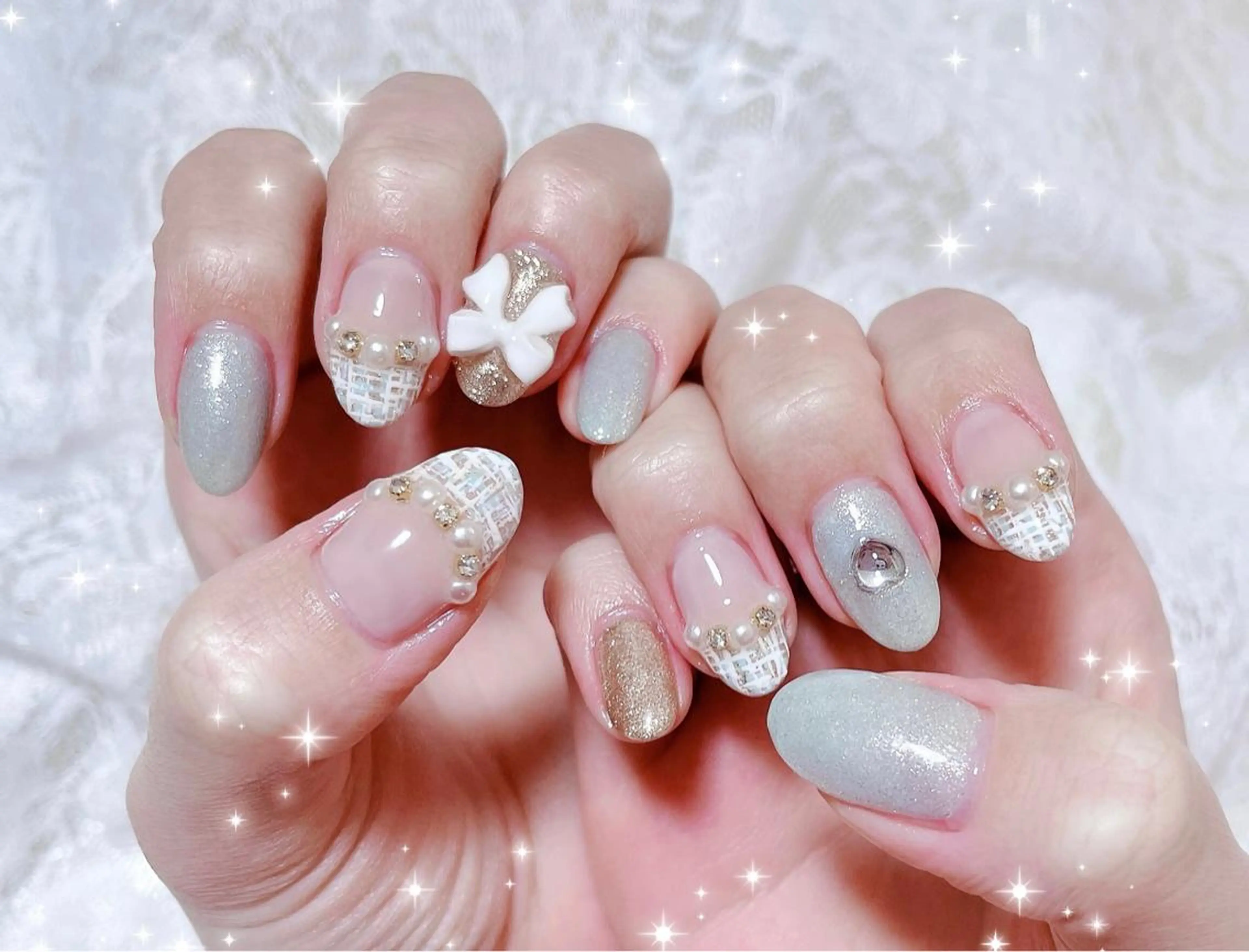 ネイル アートネイル ツイードネイル ハンドネイル FLARE NAIL フレアネイルのネイルデザイン