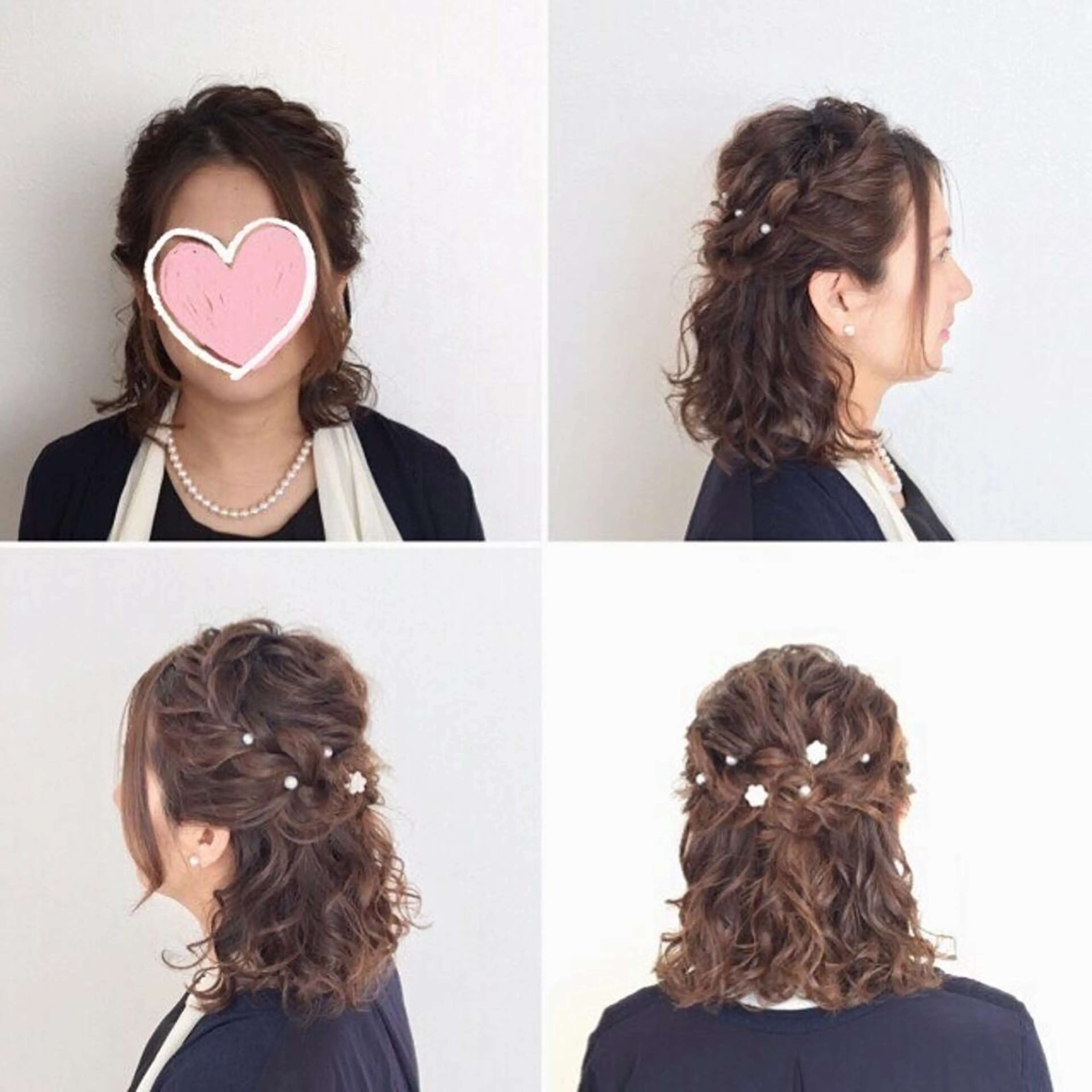ミディアム ヘアアレンジ ハーフアップ 結婚式・ブライダル ヘアセット KANA カナのマツエク・マツパデザイン
