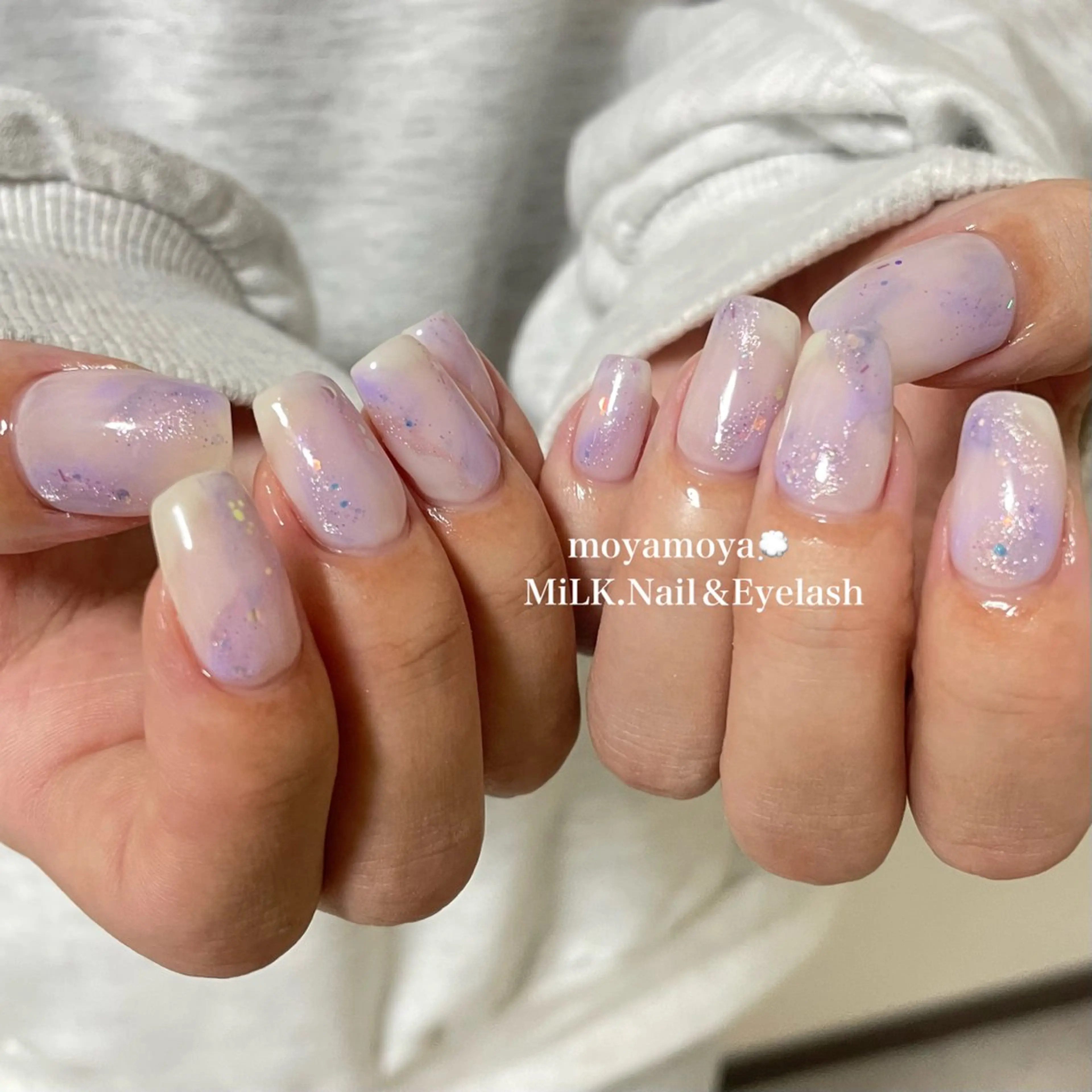 ネイル シンプルネイル ハンドネイル MiLK. wakaのマツエク・マツパデザイン