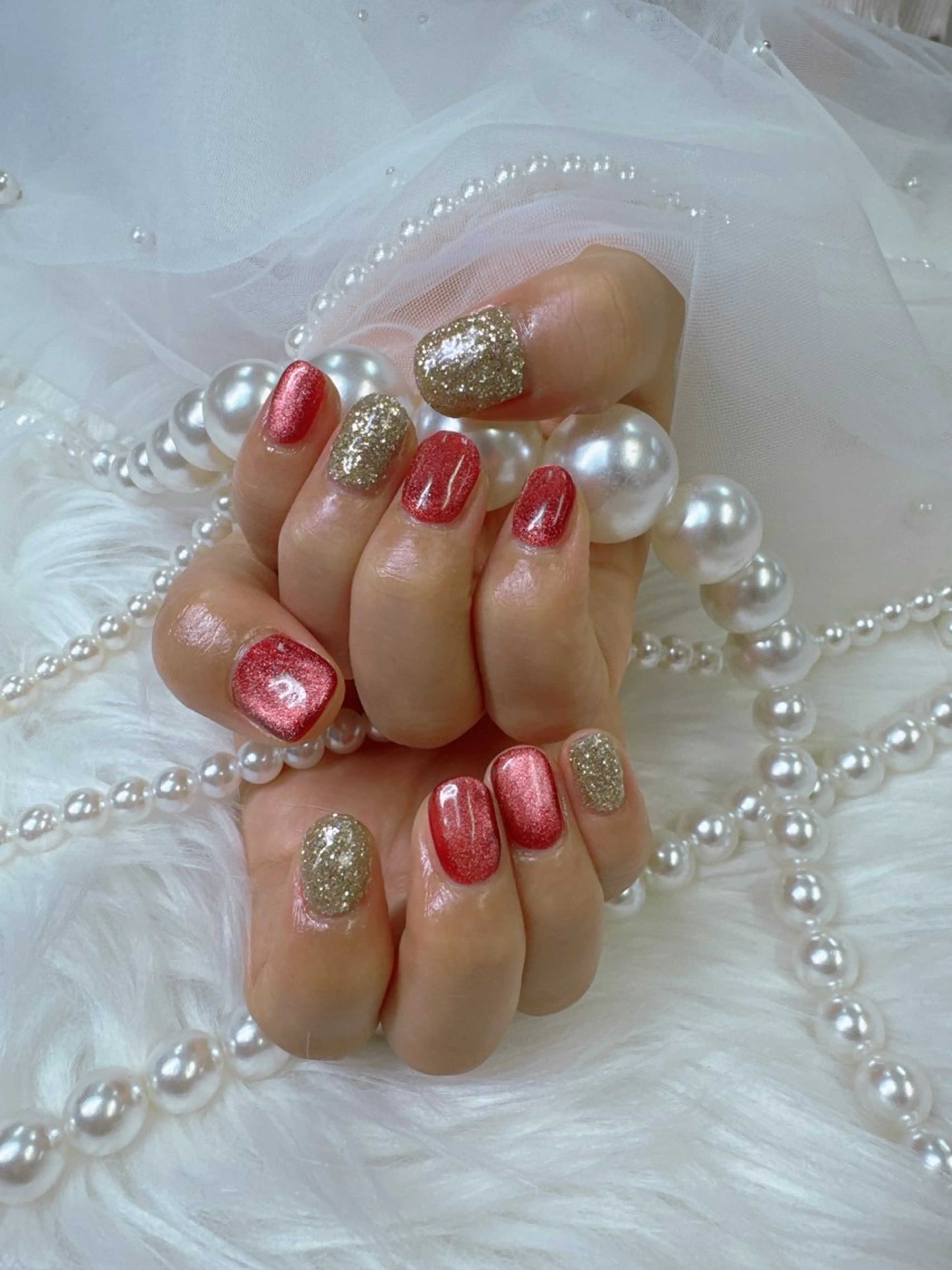 ネイル アートネイル べっ甲ネイル ボルドー チークネイル ドット Queeens nailのネイルデザイン