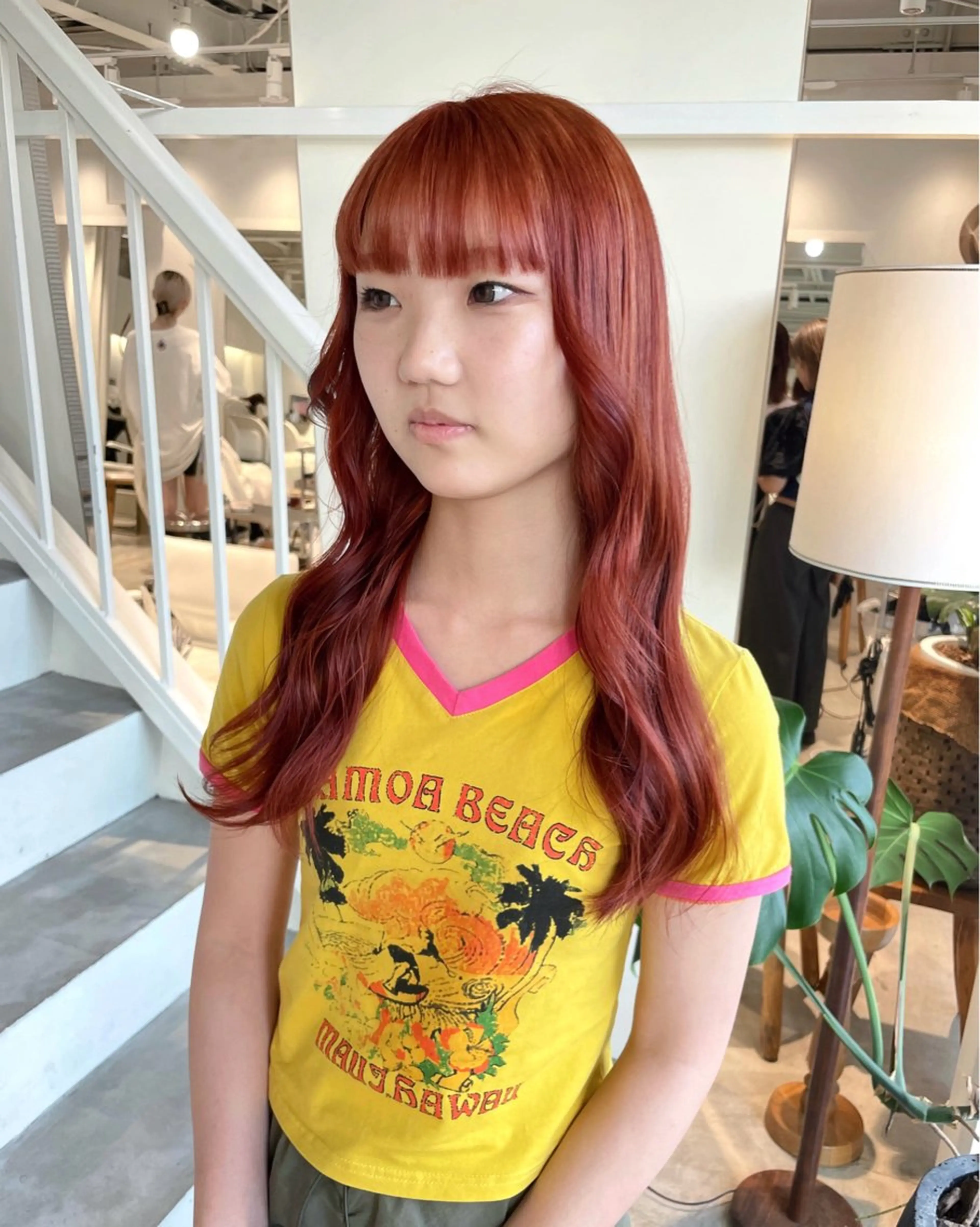 ロング カラー ヘアカラー 林 千聖のヘアスタイル