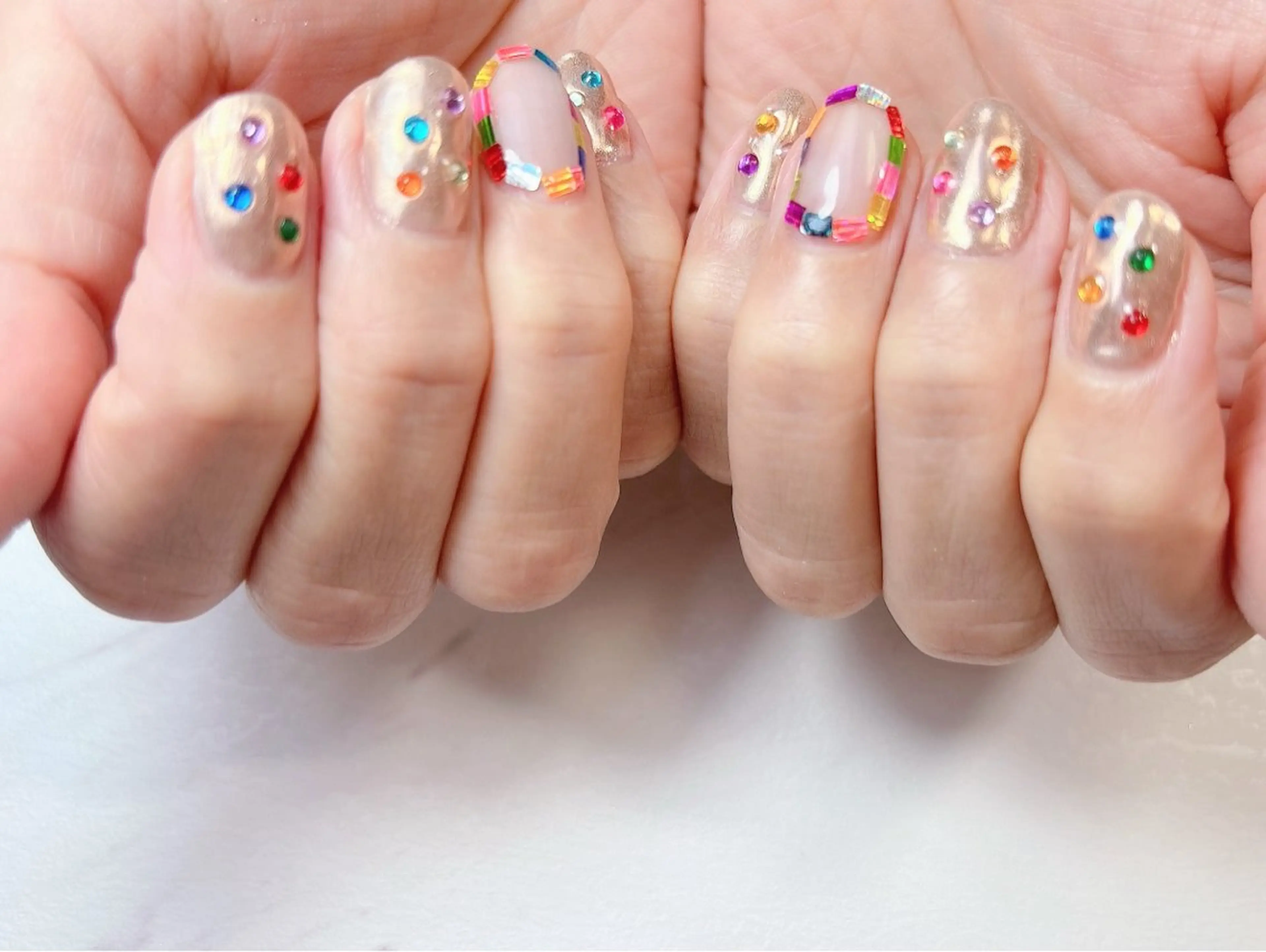 ネイル ミラーネイル ストーンネイル mi hoのネイルデザイン