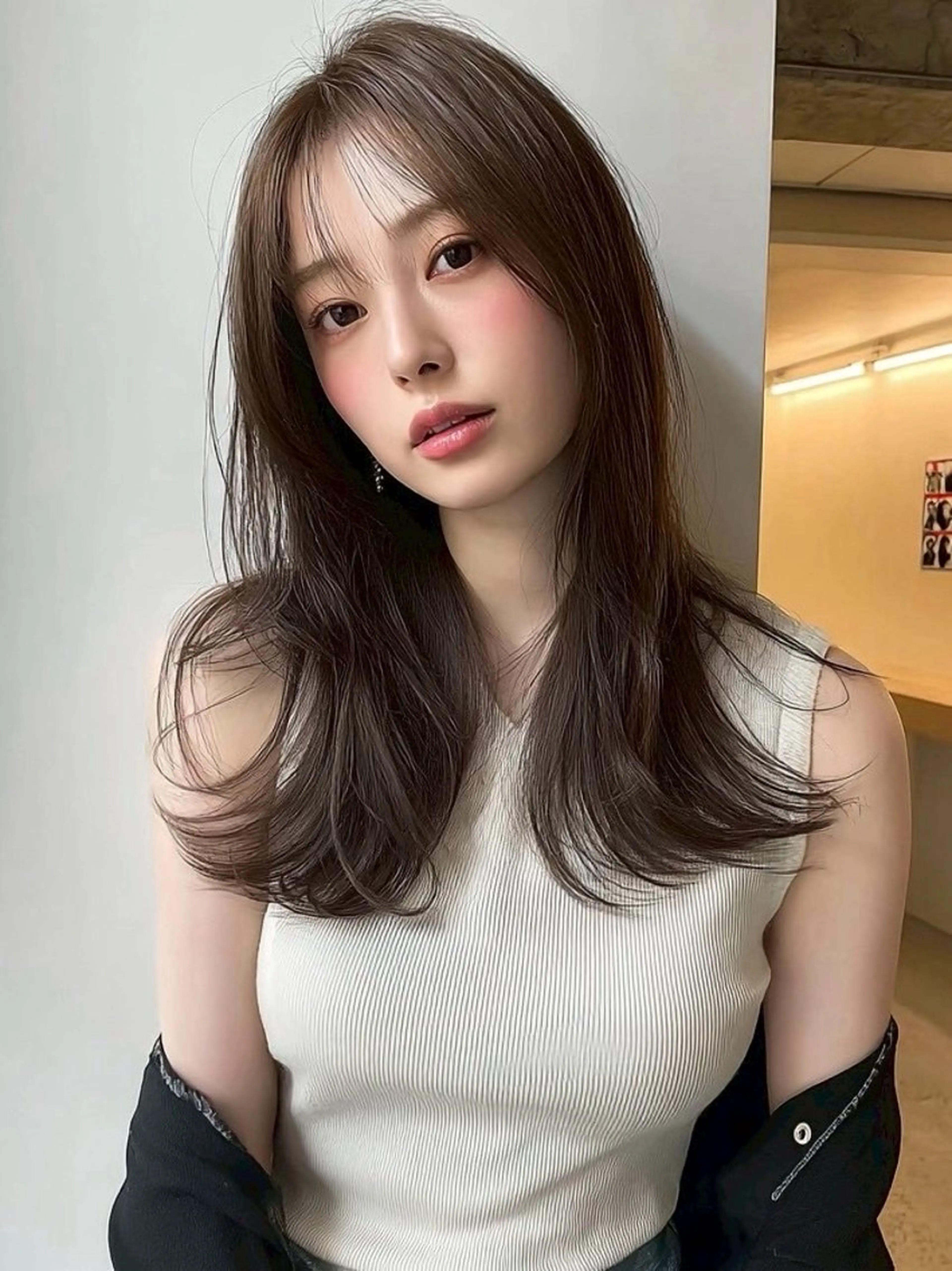 ロング カラー カット ヘアカラー トリートメント 💎透明感/韓国/ レイヤー/泉亮介💎のヘアスタイル