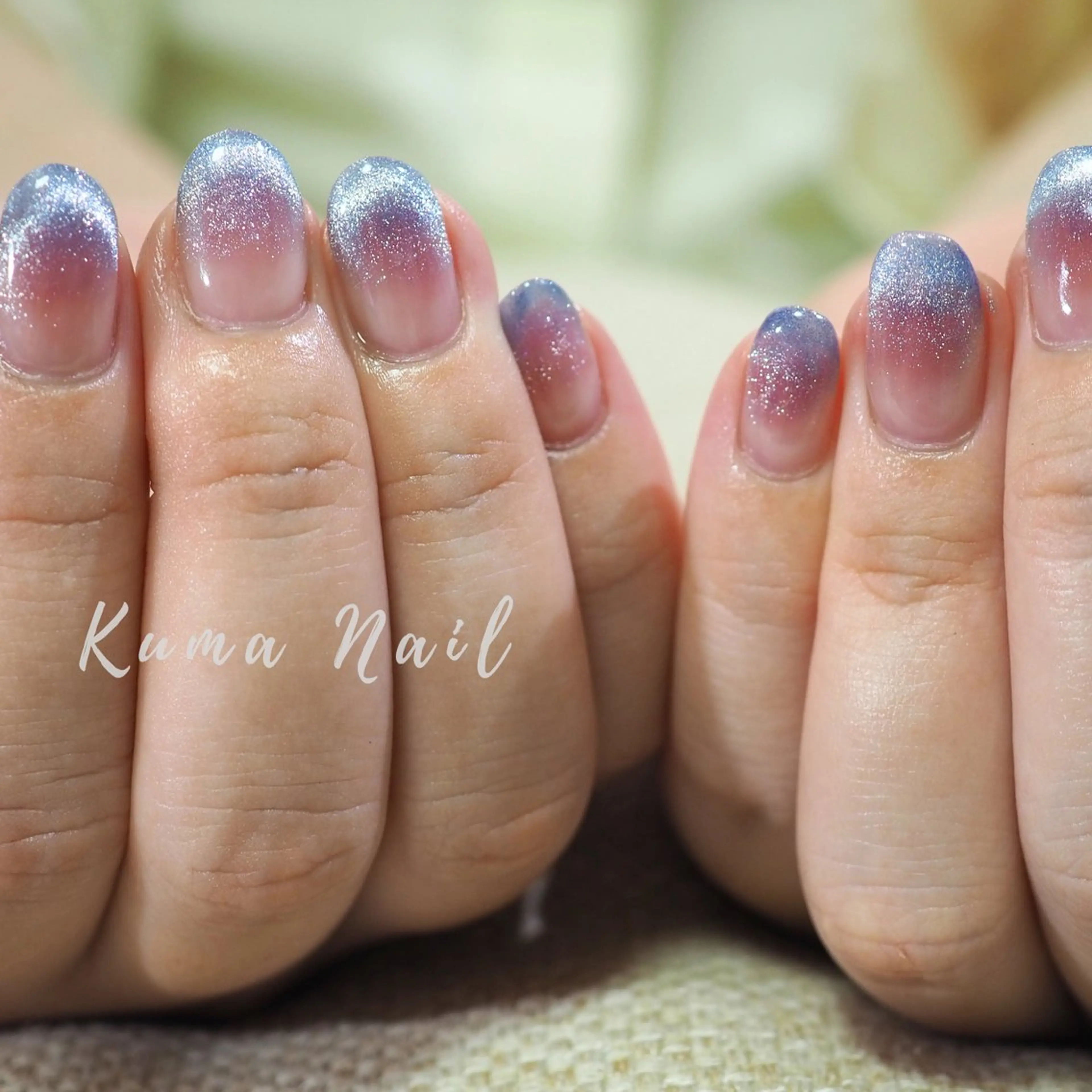 ネイル チークネイル フレンチネイル グラデーション マグネットネイル マグネットフレンチ ハンドネイル Private salon Kuma Nail.所属・藤が丘ネイル Kuma Nailのネイルデザイン