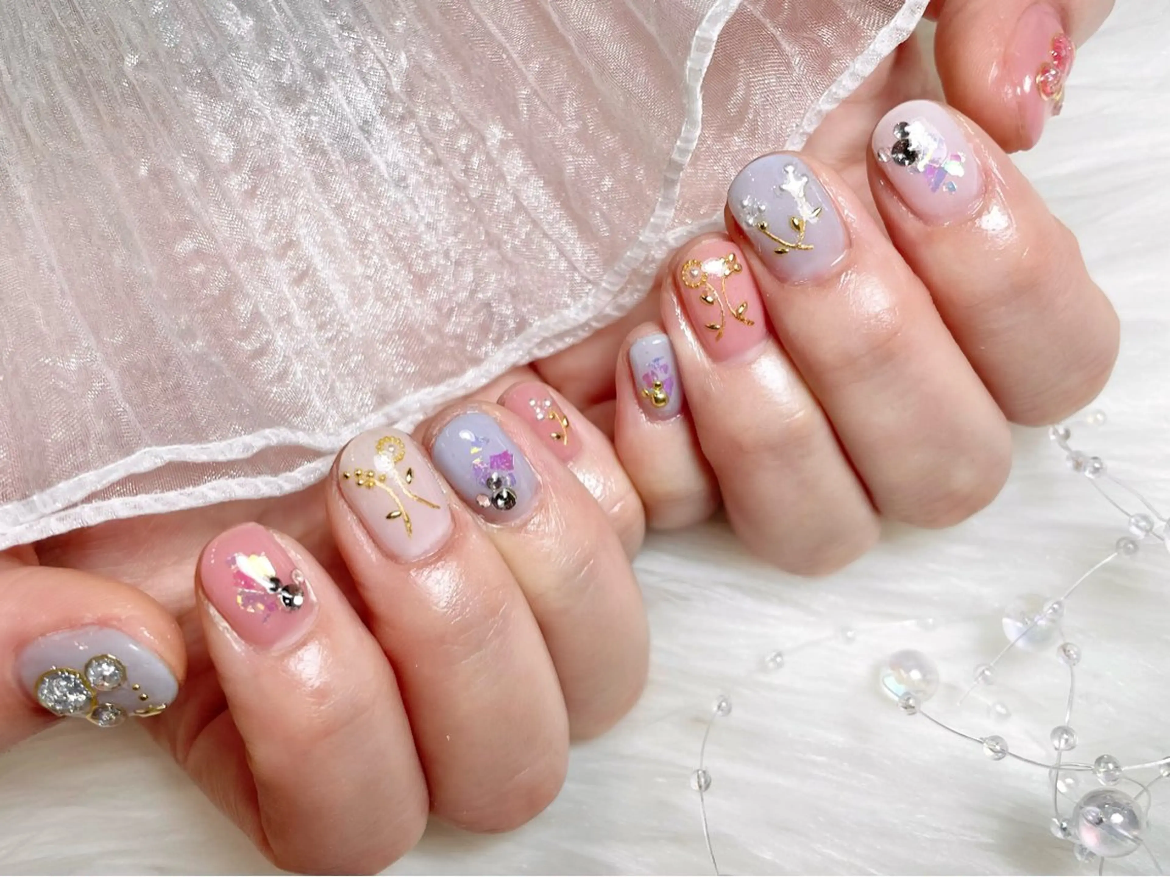 ネイル ジェルネイル パラジェル 春ネイル ハンドネイル ゆりか ジョアアンジェ福島のネイルデザイン