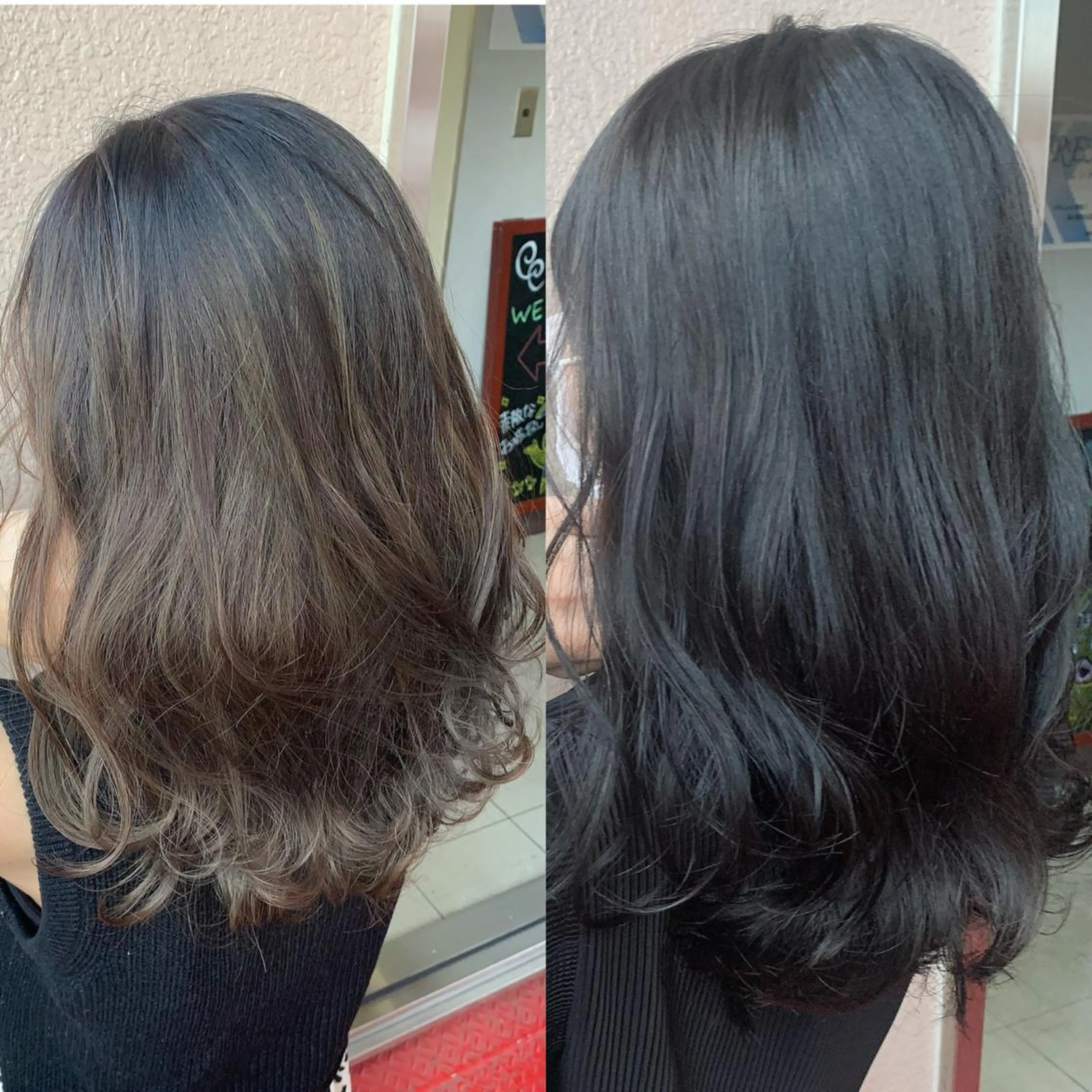 セミロング 淡色ふんわりhair 新宿satomiのヘアスタイル