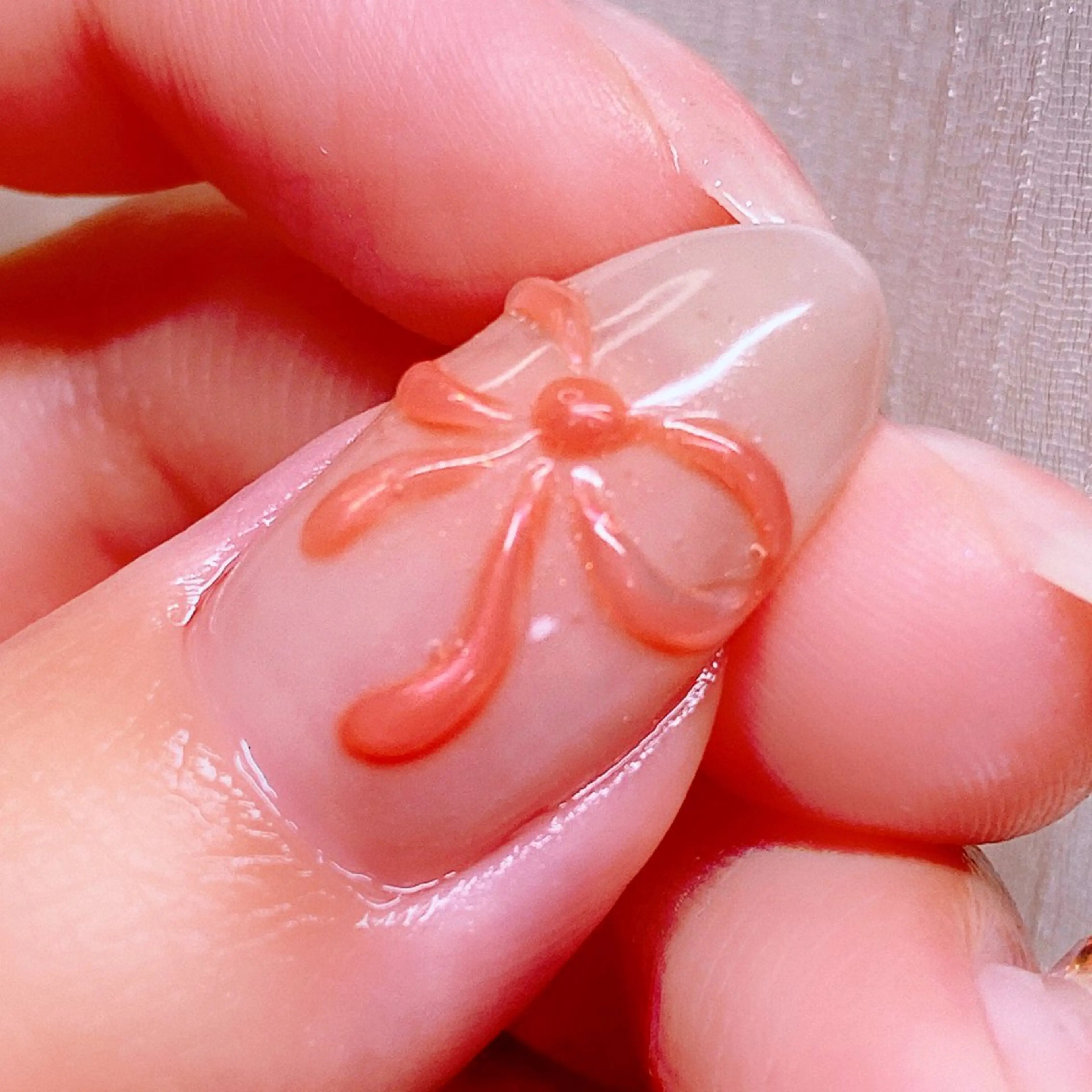 ネイル アートネイル 長さ出し リボン ハンドネイル Nailist suzuのネイルデザイン