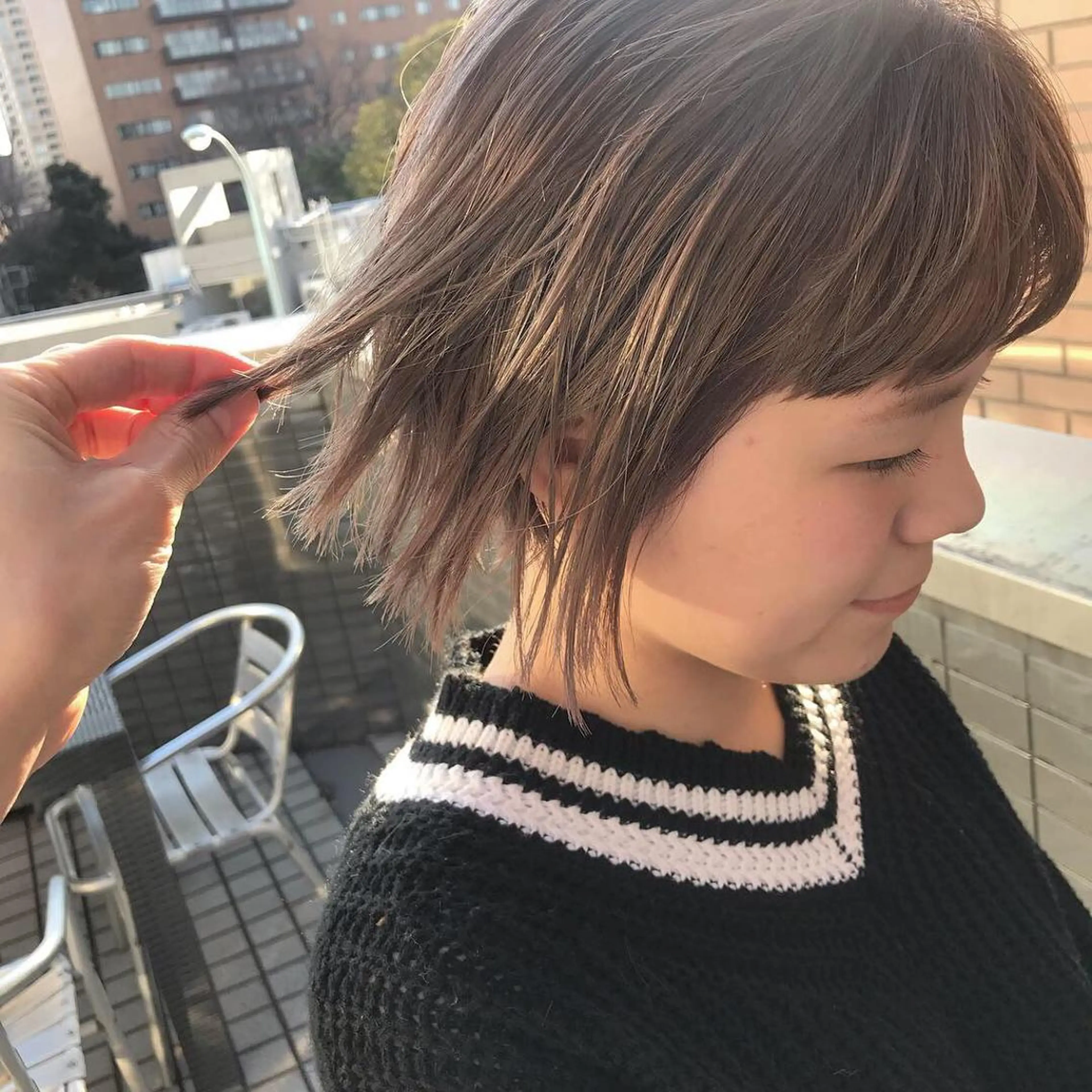 ショート カラー ベージュカラー ブリーチ 透明感カラー 🌱小顔ヘア/ボブ ミディアム/双葉🌱のヘアスタイル