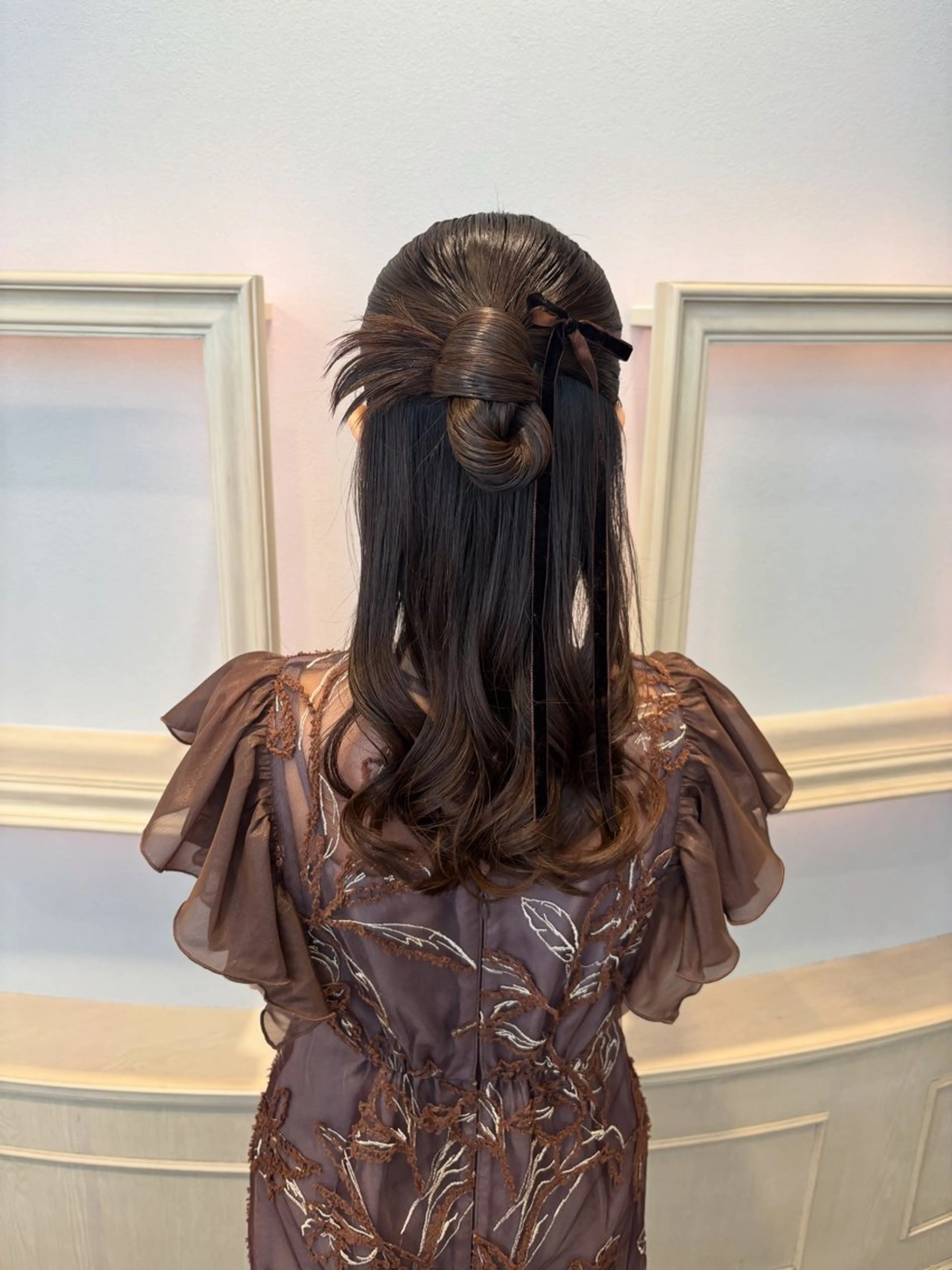 ヘアアレンジ ハーフアップ 結婚式・ブライダル ヘアセット サソウ ユリエ🥥のヘアスタイル