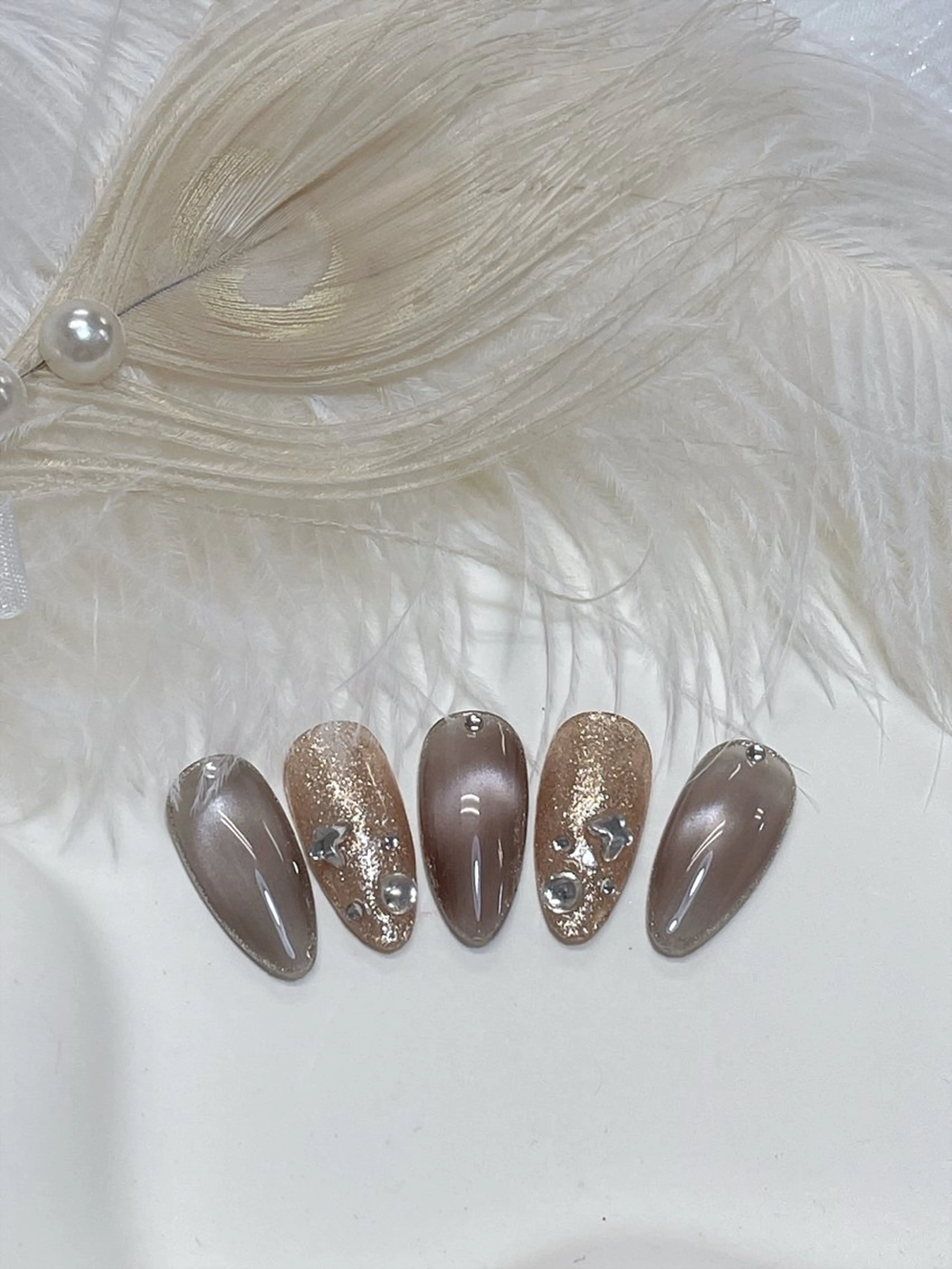 ネイル チークネイル フレンチネイル グラデーション キラキラネイル 韓国ネイル ハンドネイル DUO MI nail salonのネイルデザイン