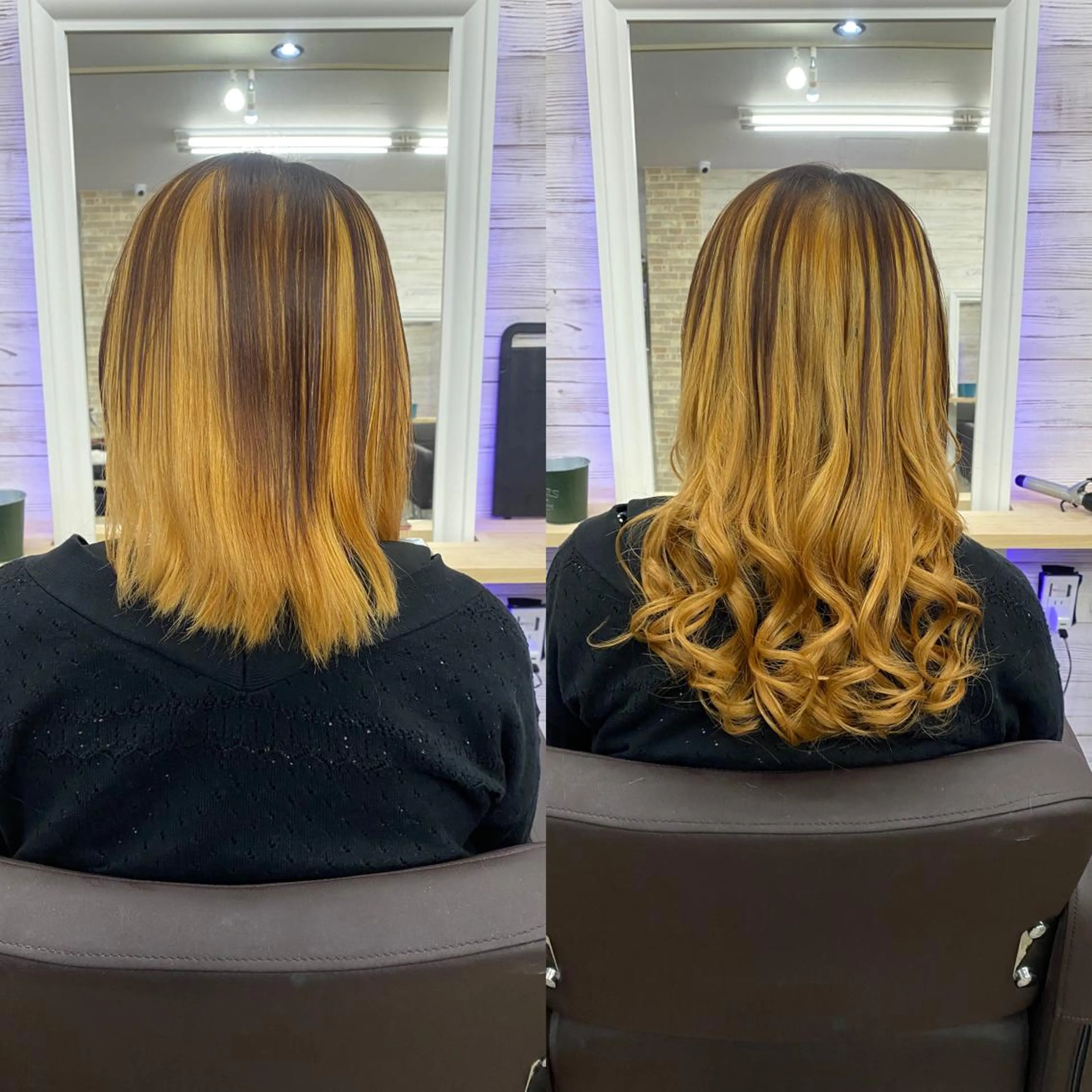 セミロング カラー ヘアアレンジ ショートボブ 編み込みエクステ シールエクステ セミロングパーマ バレイヤージュ LAVENDIA 初音のヘアスタイル