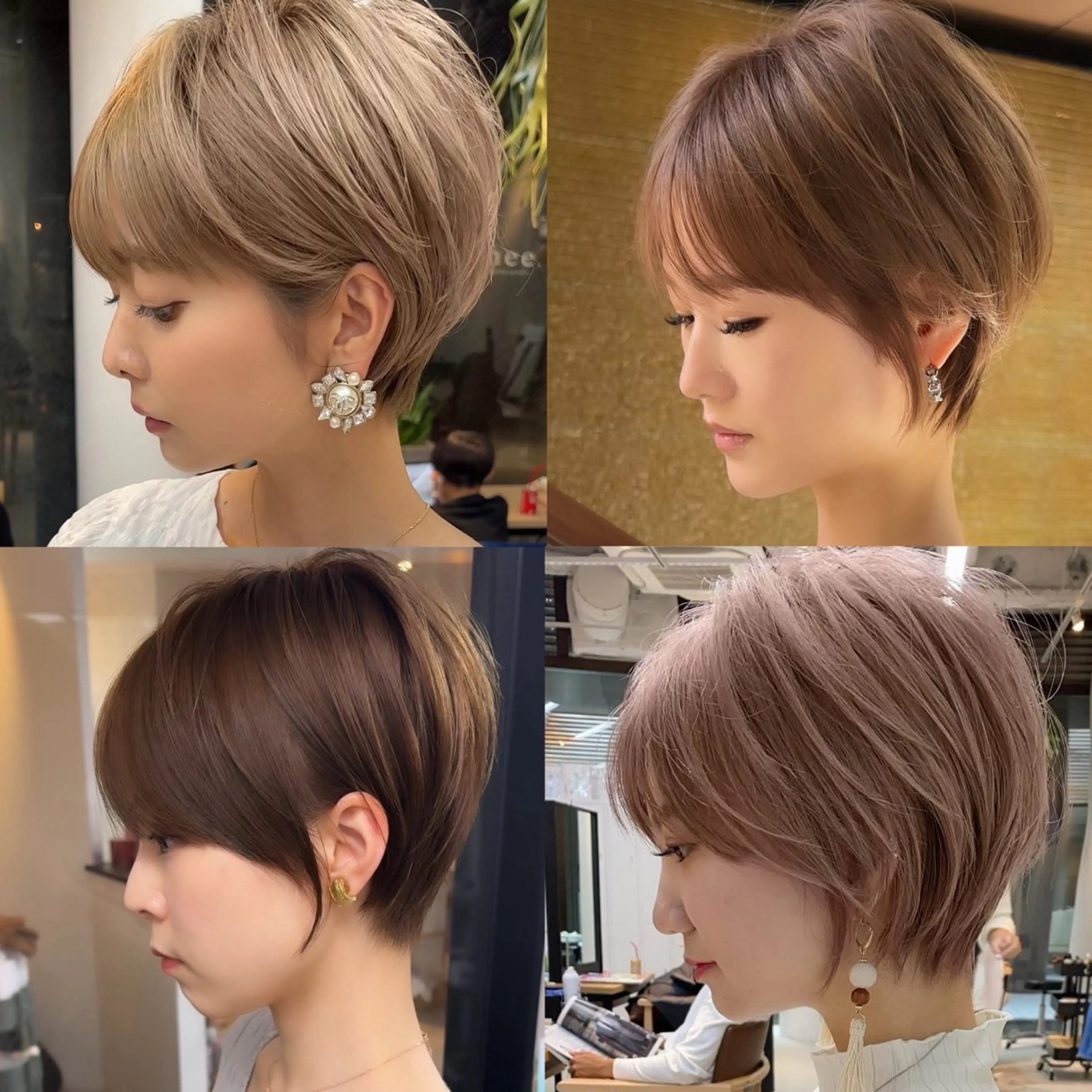 ショート カラー カット 縮毛矯正 切りっぱなしボブ レイヤー/縮毛矯正のヘアスタイル