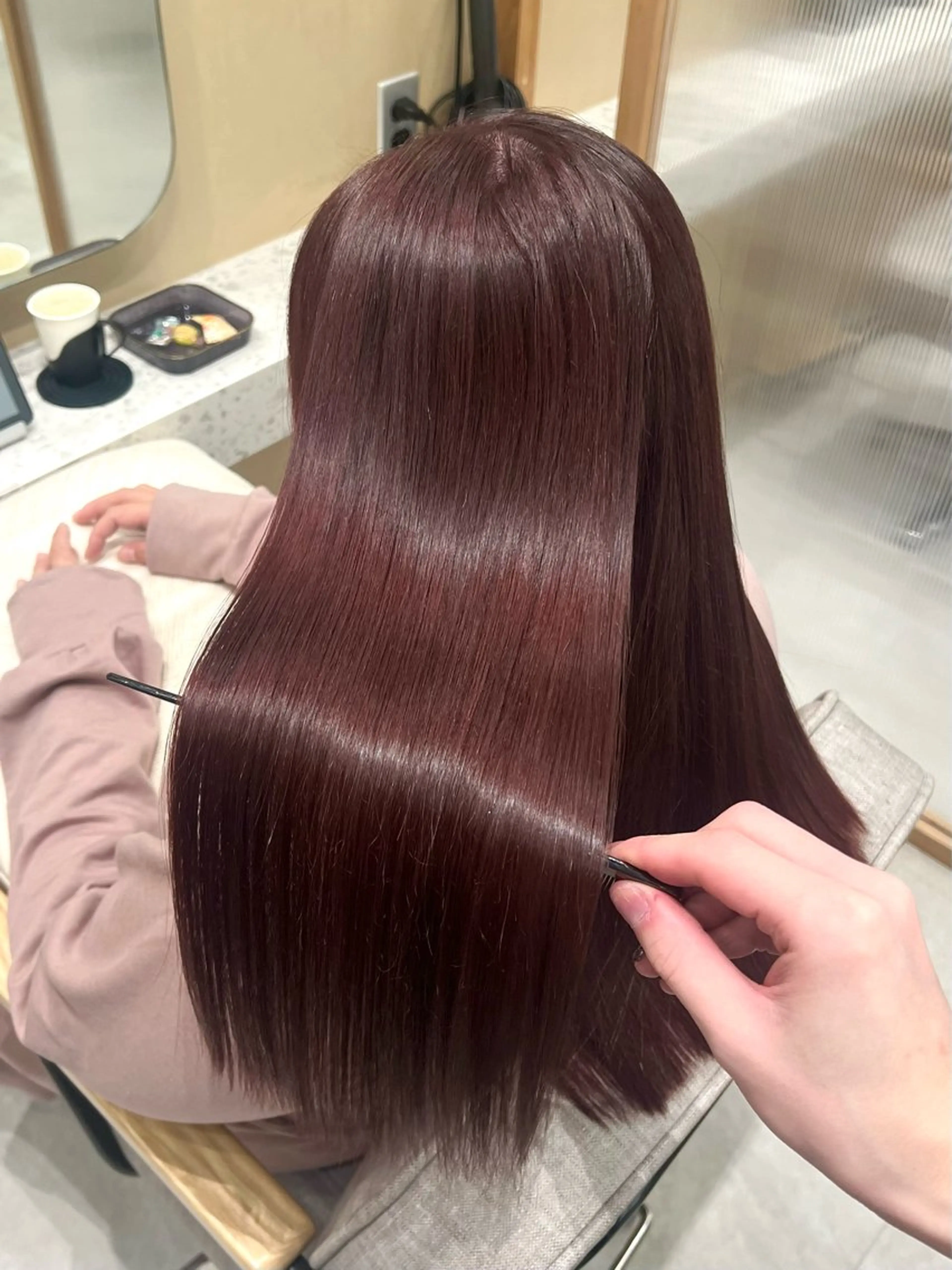 ロング ピンクブラウン ピンクラベンダー 髪質改善 トリートメント カット ヘアカラー トリートメント 💎髪質改善/艶髪 💎mizuki💎のヘアスタイル