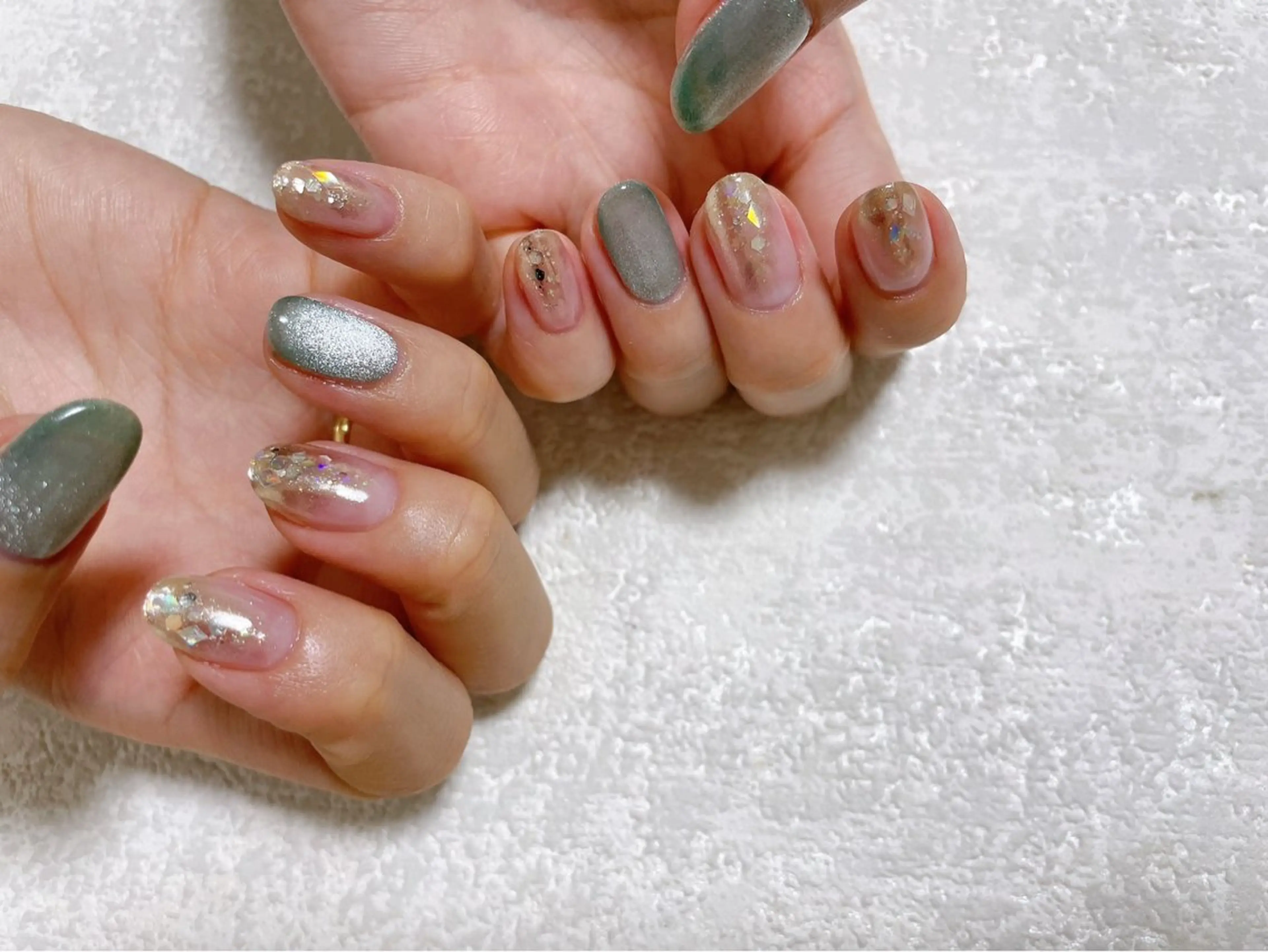 ネイル ジェルネイル キラキラネイル マグネットネイル メンズネイル パラジェル kiki nail たまプラーザのネイルデザイン