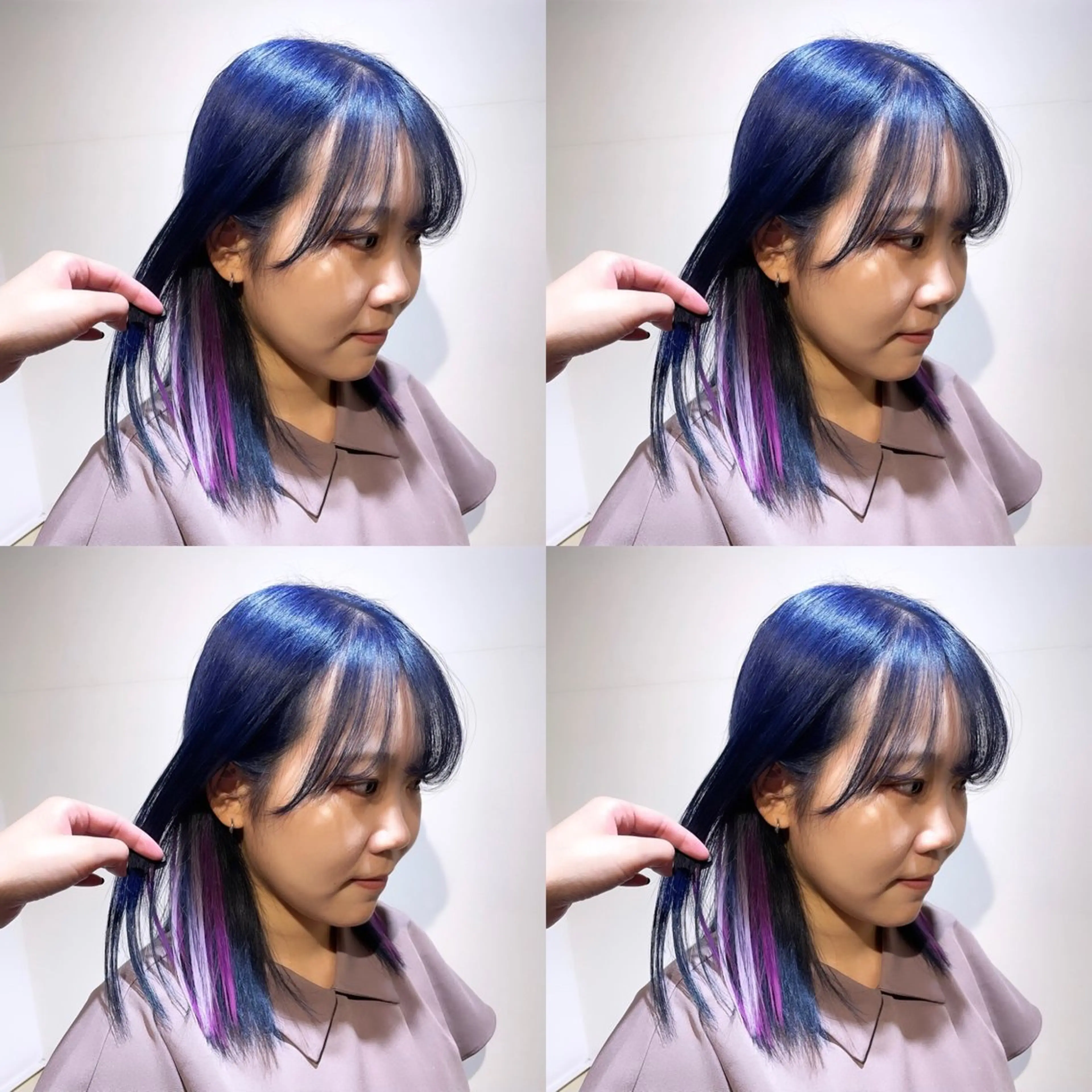 ミディアム カラー イヤリングカラー ネイビーカラー エクステ 🌟トップデザイナー 高橋🌟のヘアスタイル