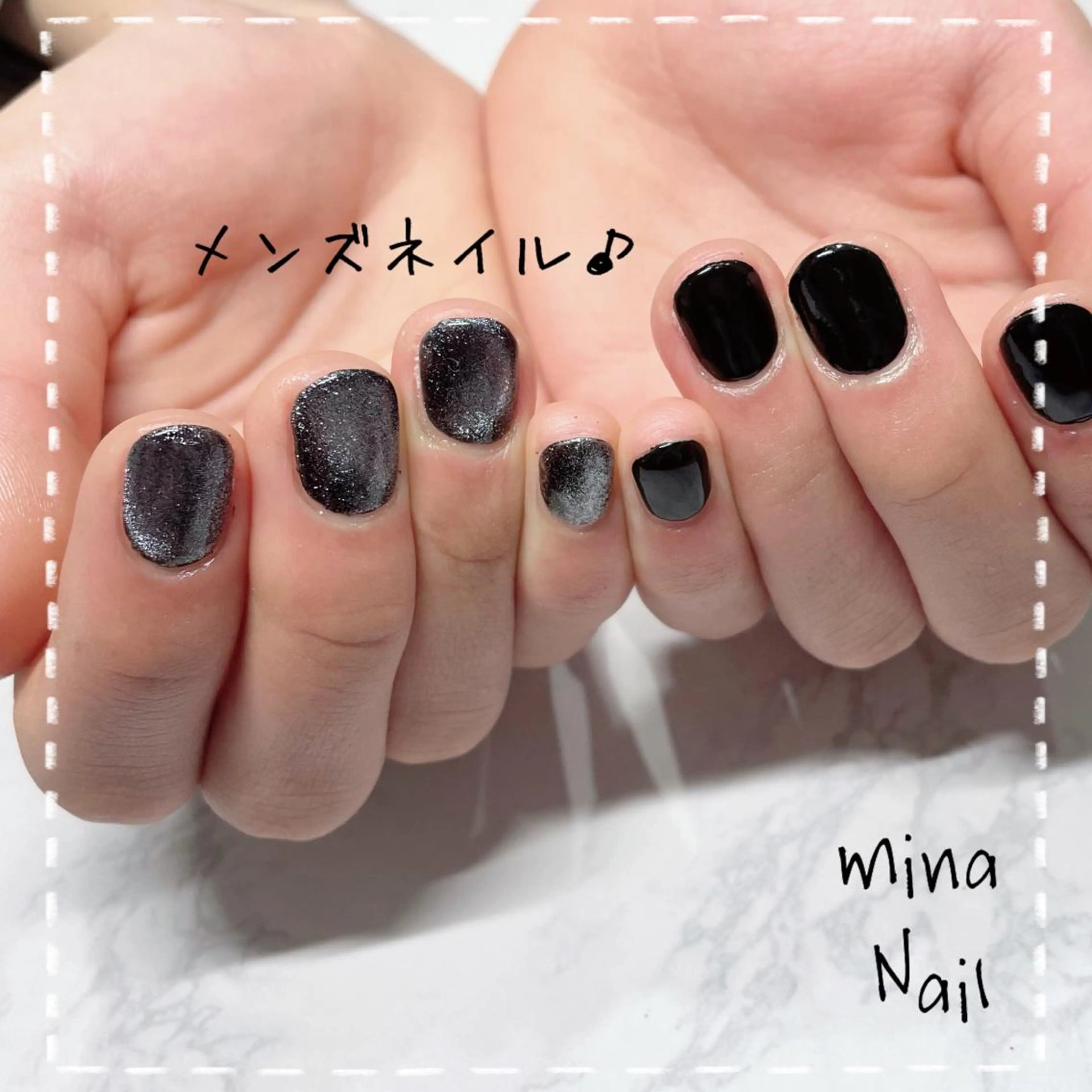 ネイル マグネットネイル メンズネイル ワンカラーネイル mina Nailのネイルデザイン