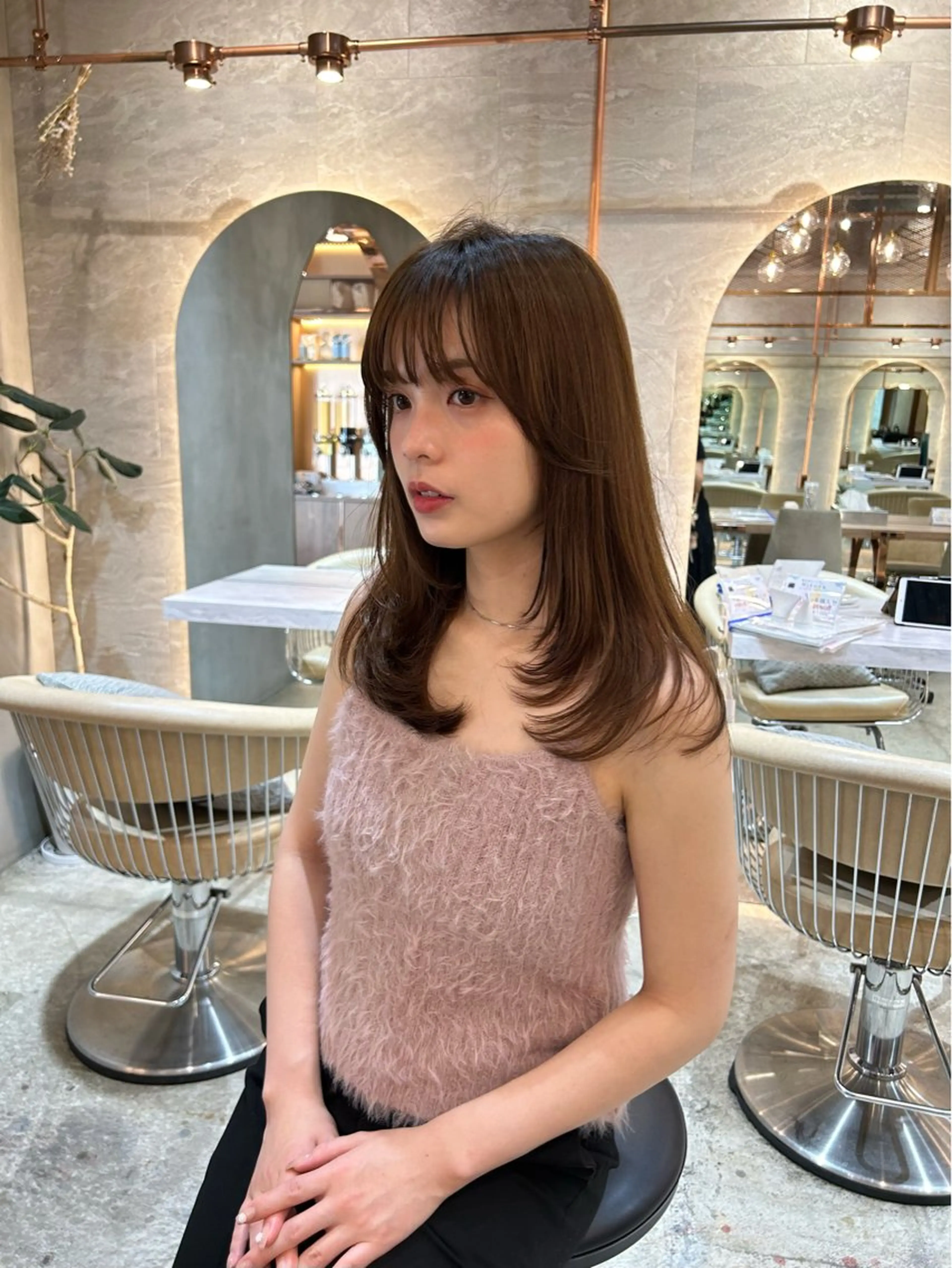 セミロング レイヤーカット 縮毛矯正/ストンボブ Wカラー💎ヒデジのヘアスタイル