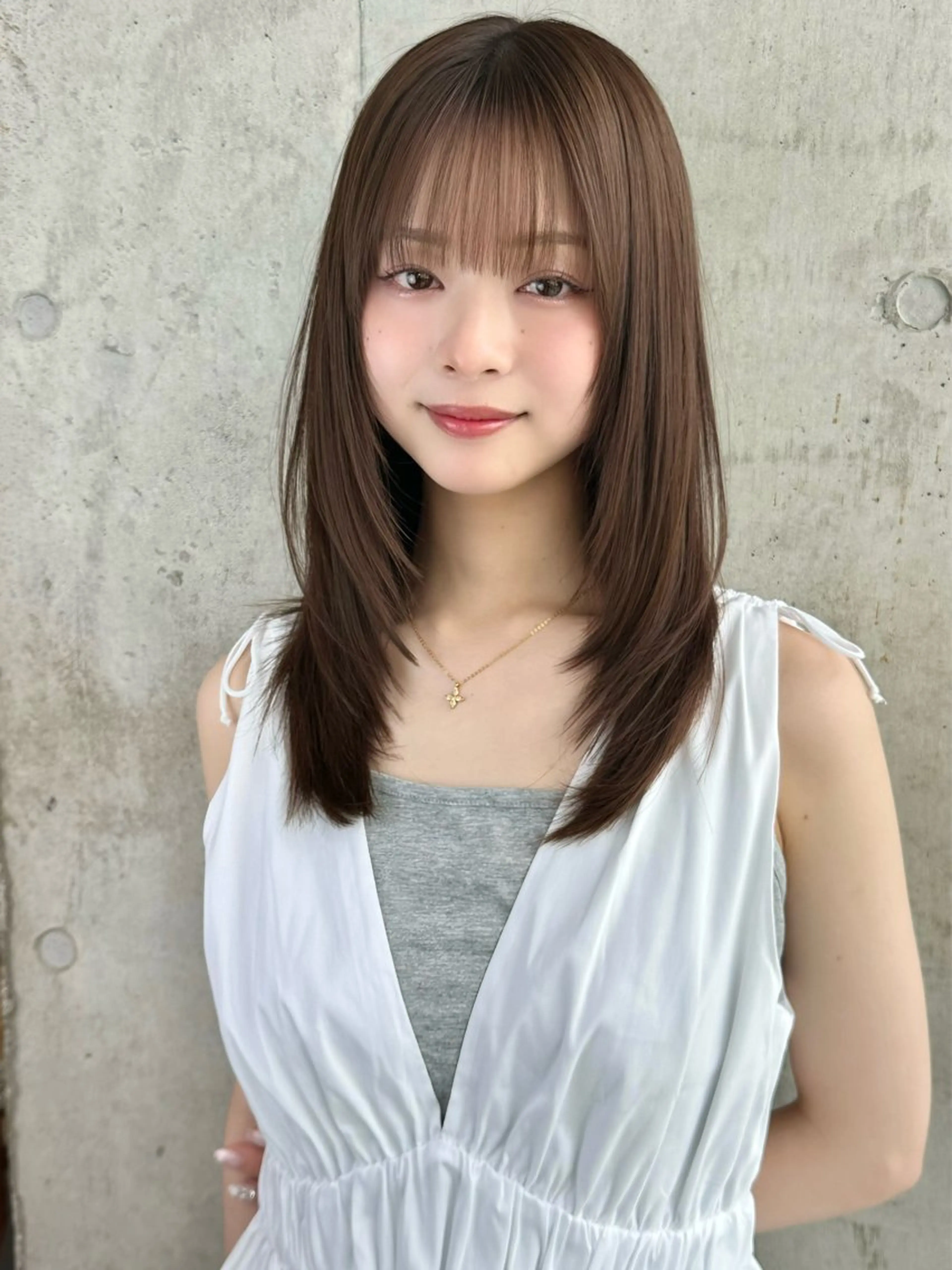 ミディアム レイヤーカット カット ヘアカラー トリートメント ✨透明感カラー/縮毛 恵比寿HAYATO✨のヘアスタイル