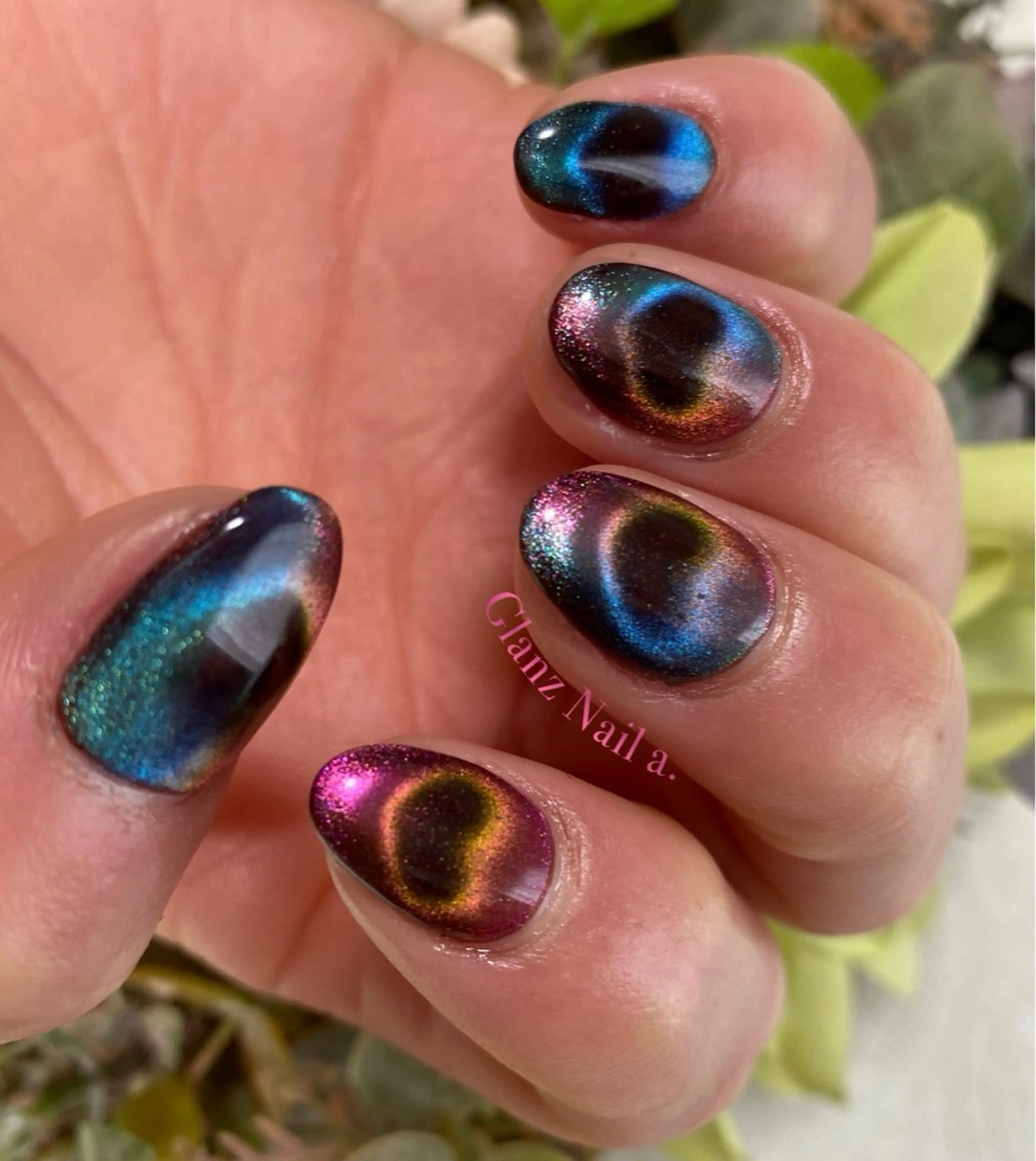 ネイル ジェルネイル ハート マグネットネイル Glanz  Nail aのネイルデザイン