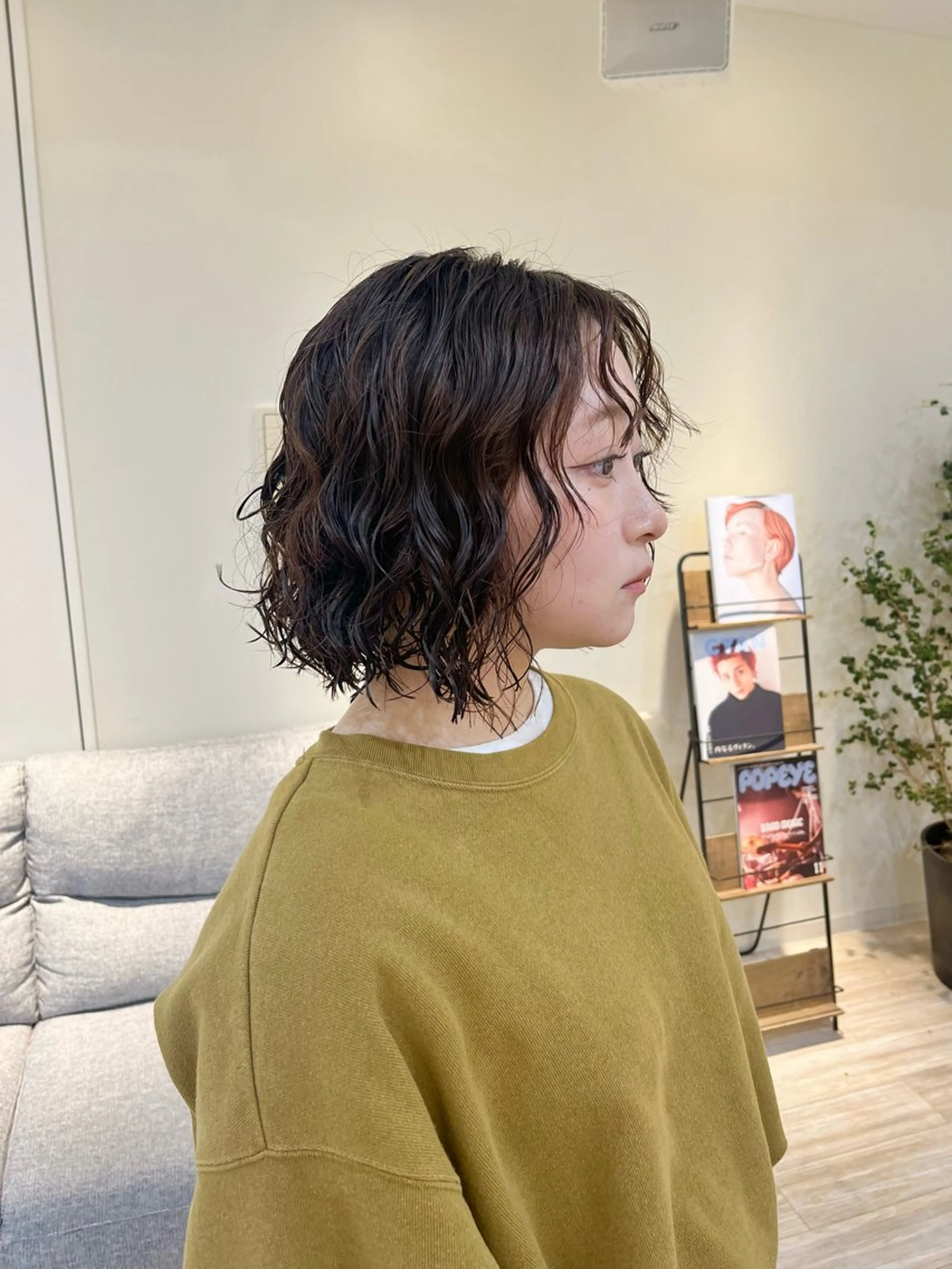 ショート パーマ カット パーマ トリートメント つぼみ/パーマ ／レイヤー／ボブのヘアスタイル