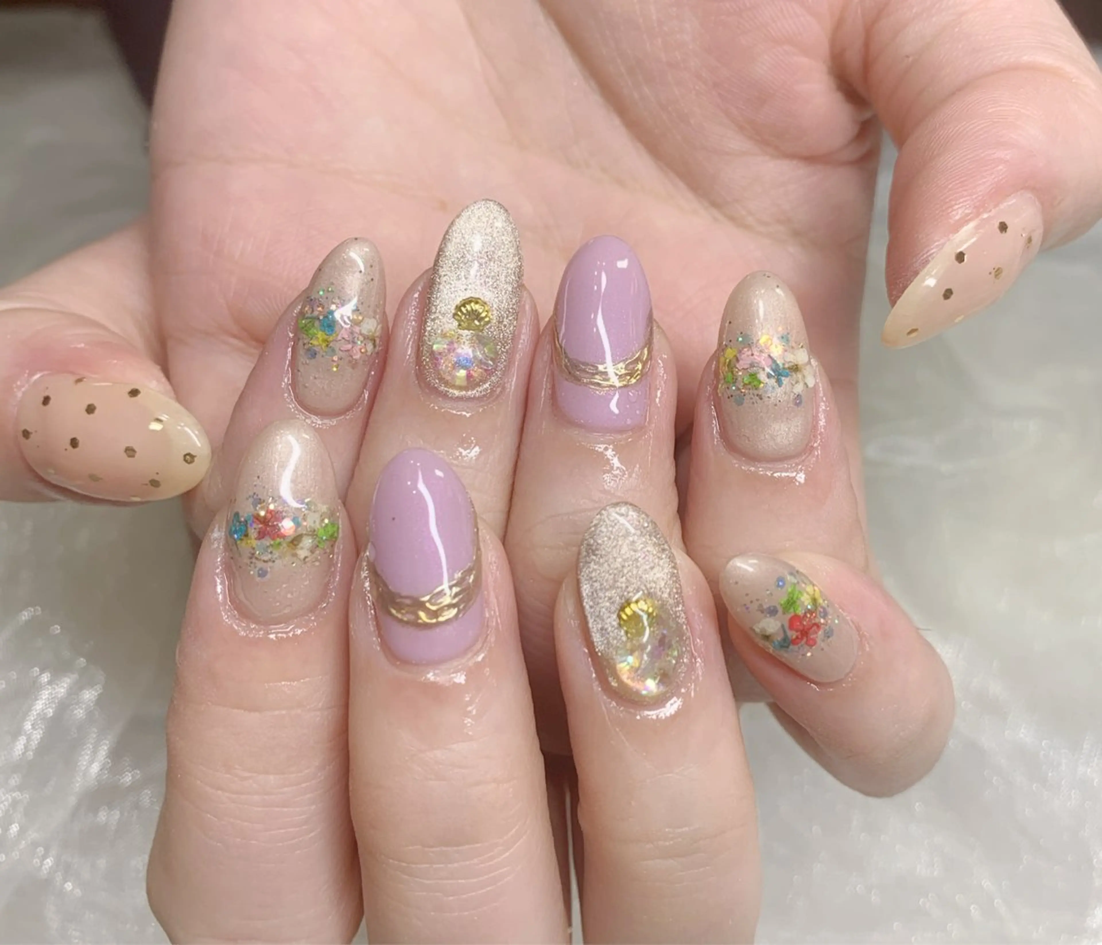 ネイル フラワーネイル マグネットネイル ミラーネイル 春ネイル ハンドネイル mira-cle大濱美容アカデミー所属・AI NAのネイルデザイン