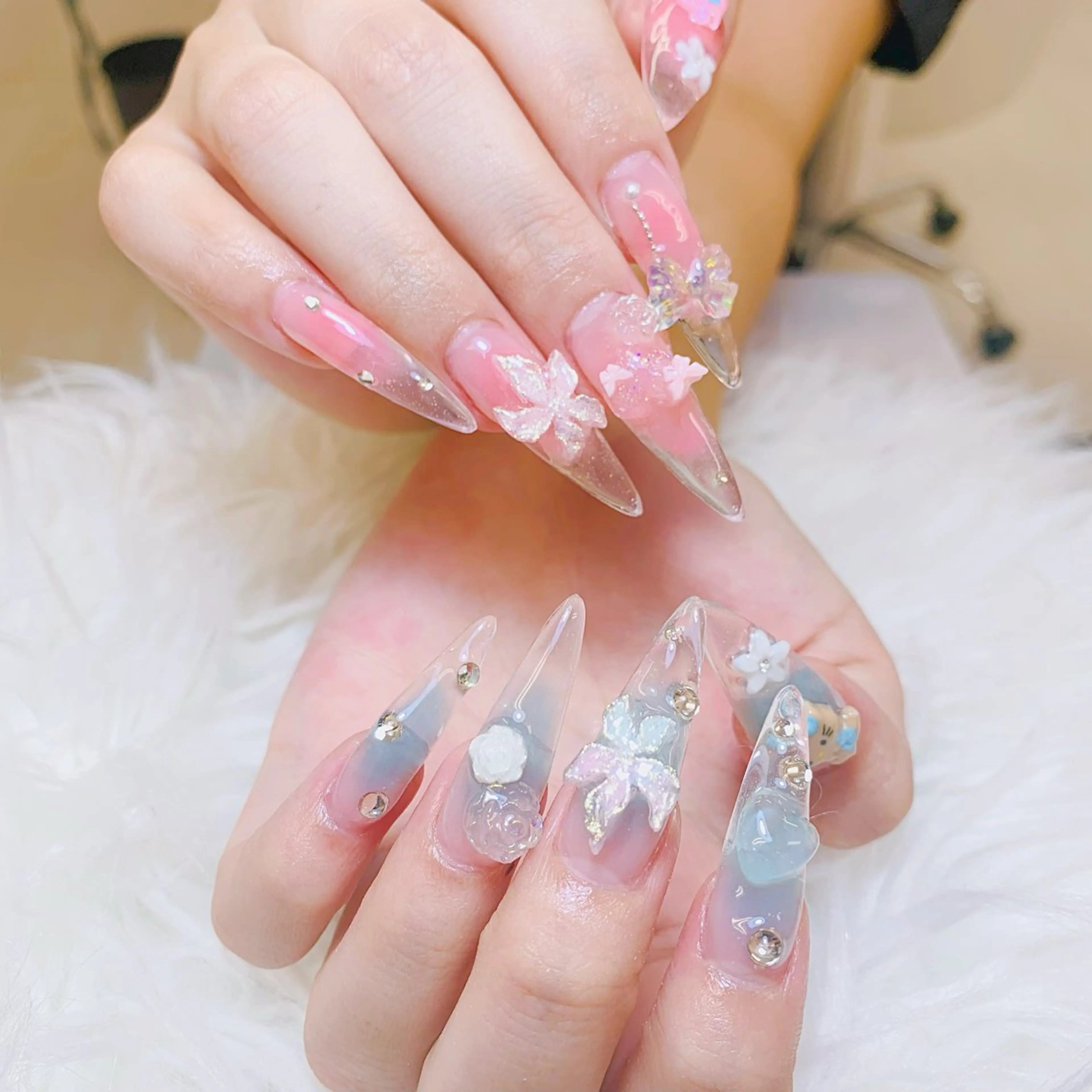 ネイル チークネイル 長さ出し フラッシュネイル フレンチネイル グラデーション ハンドネイル AN NAIL SALONのネイルデザイン