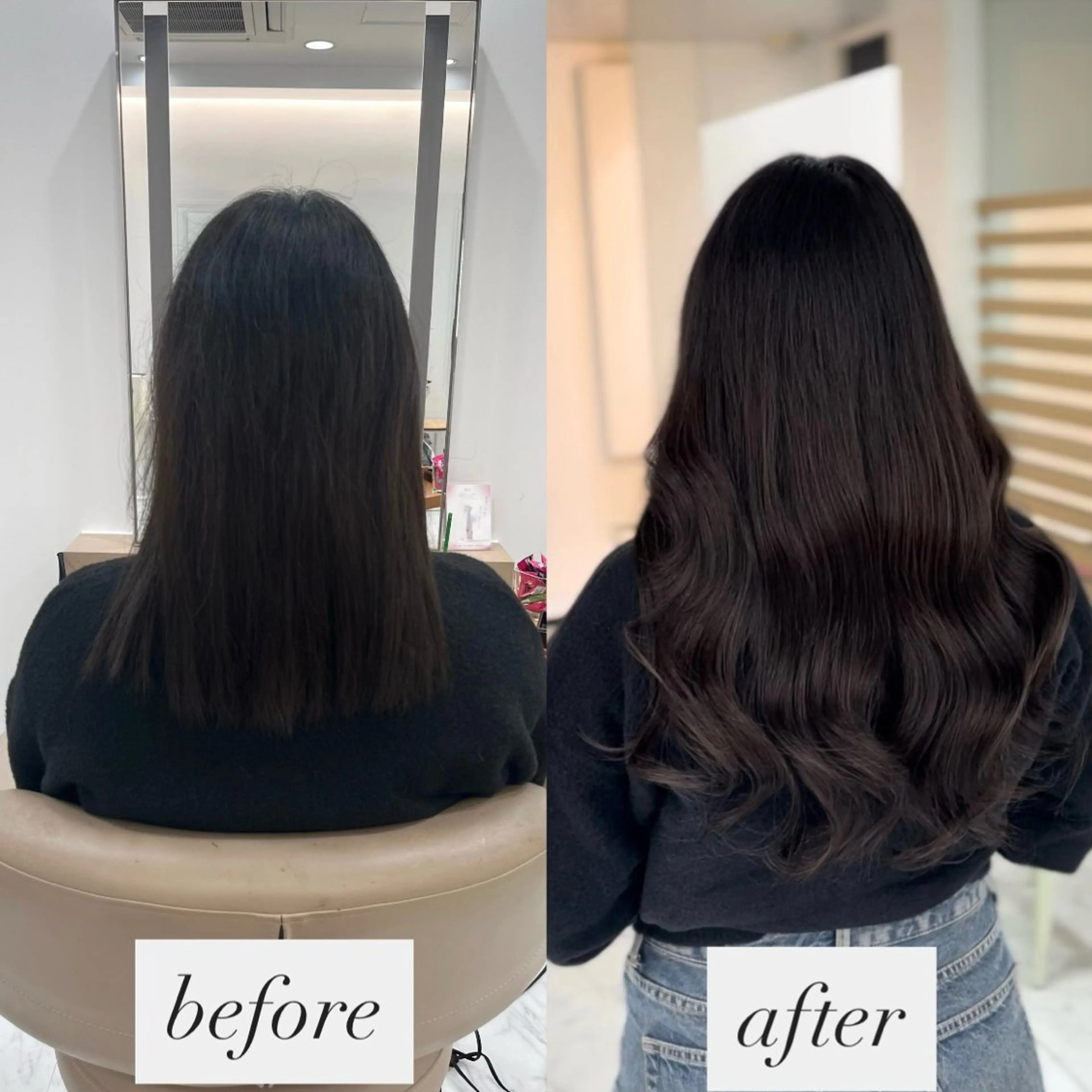 ロング カット エクステ 赤み消し透明感カラー オオヤマのヘアスタイル