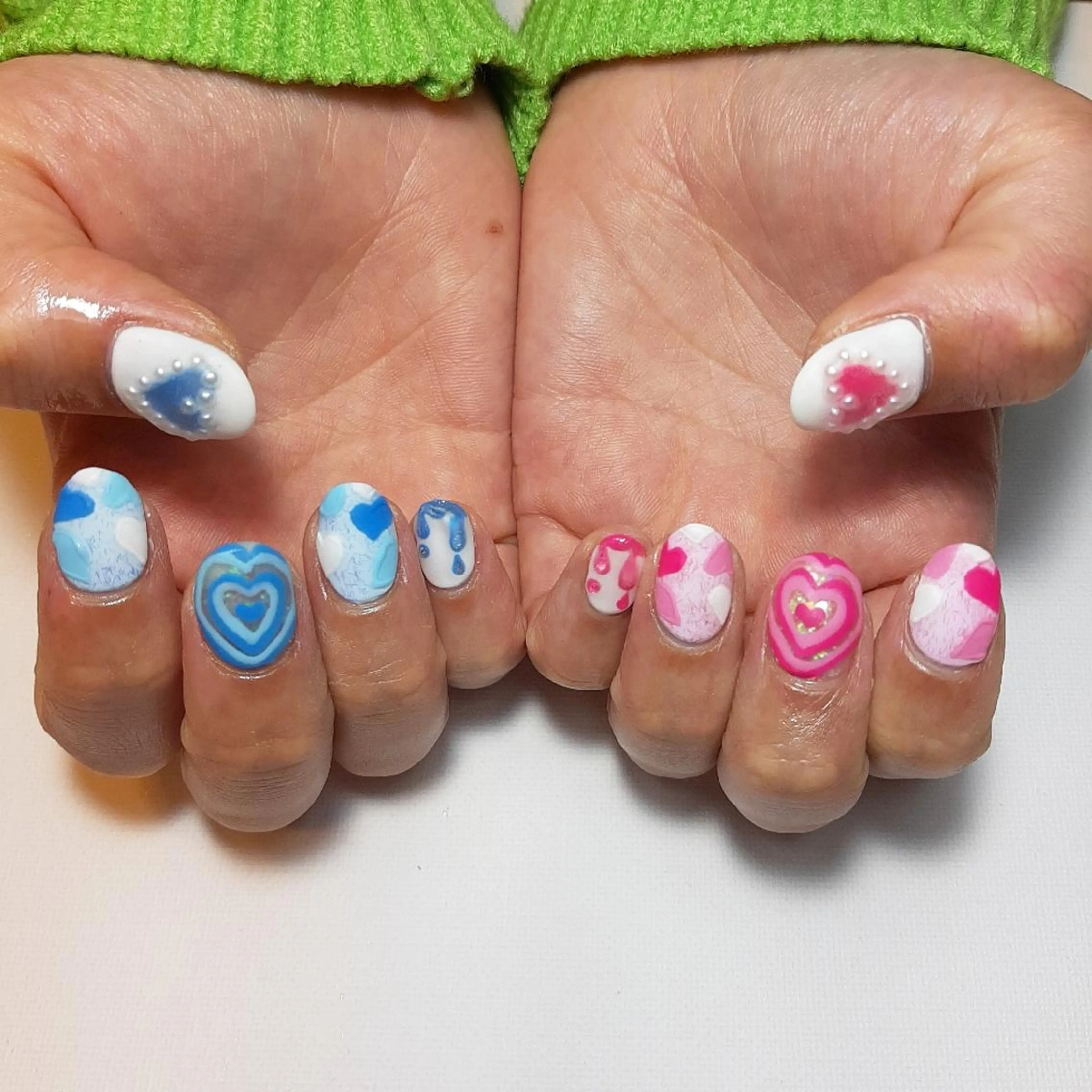 ネイル ハート マットネイル バレンタイン owlnail /持込みデザイン専門のネイルデザイン