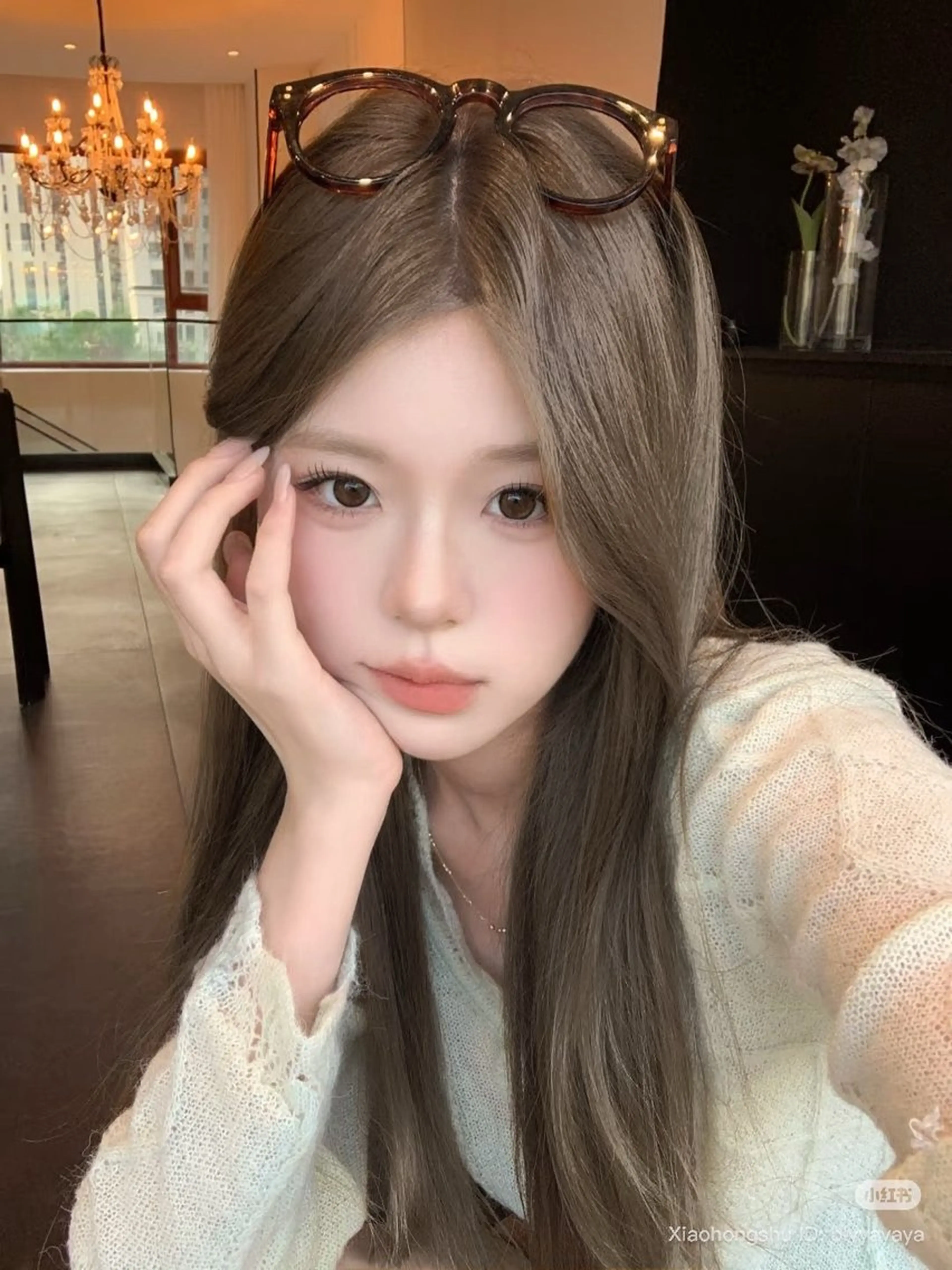 ロング カラー 透明感カラー グレージュ/あいのヘアスタイル